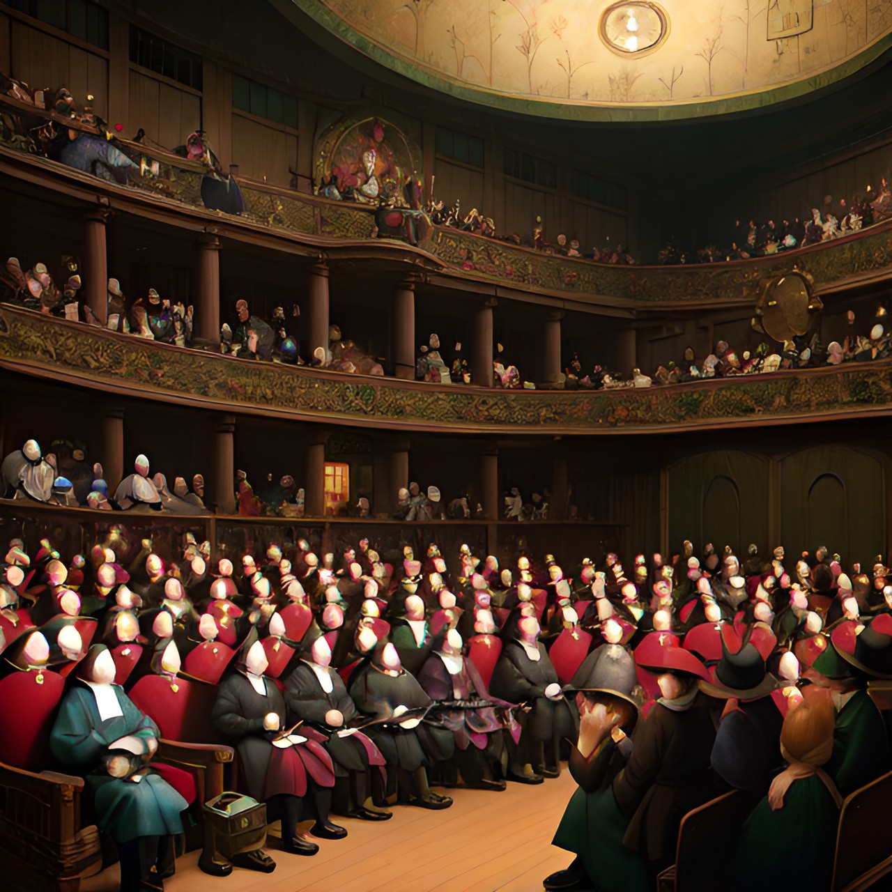 lectures - theater lecture
,grotesque humorous illustration, nice, soft lighting, hyperrealism, looking at viewer, by range,by michael william & pixar,(3d render with incredible detailed textures :2) preview