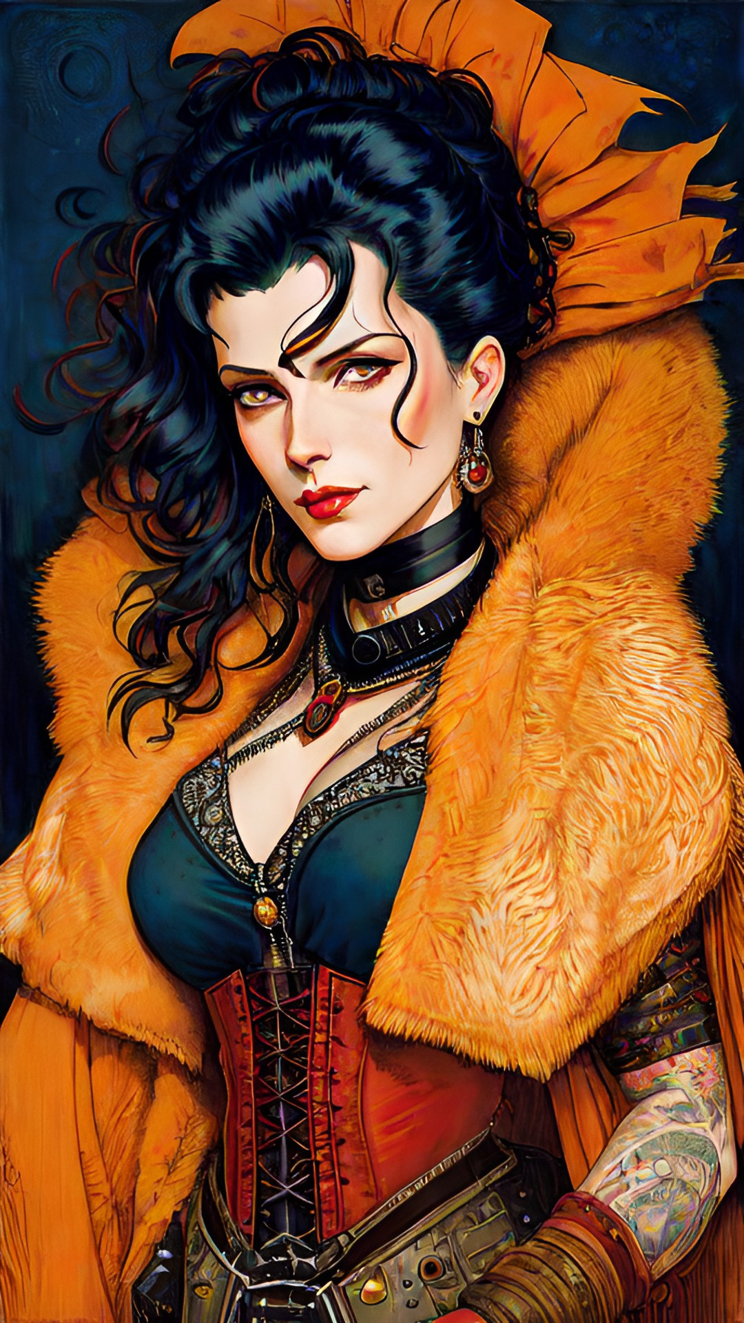 mae west cyberpunk dinner in the style of renato fratini egon schiele preview