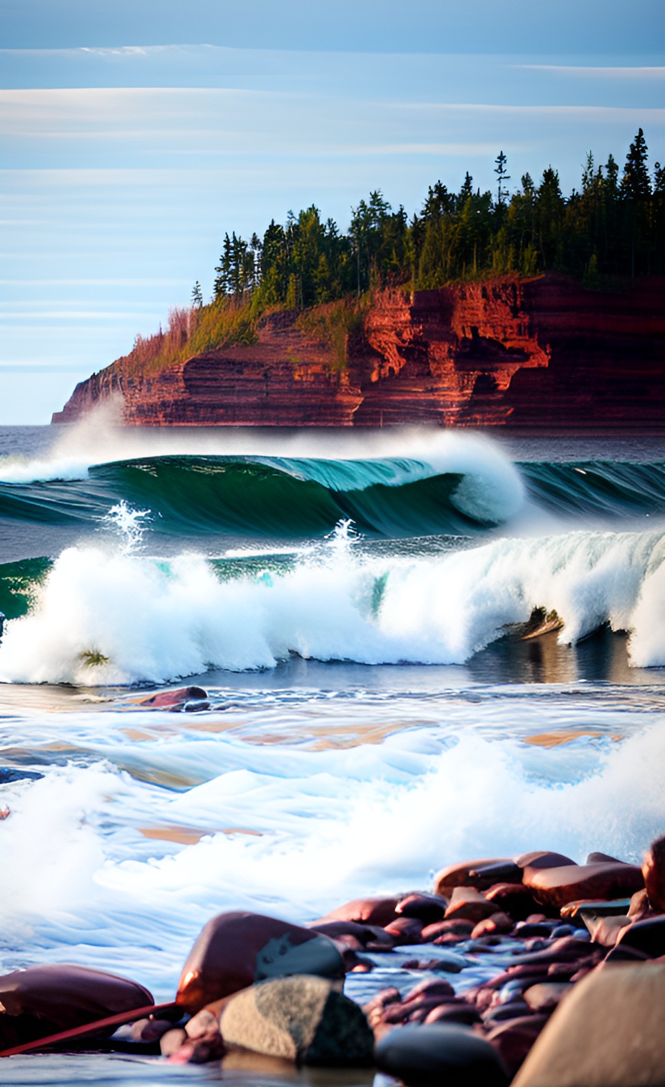 Montreal River Harbor, Ontario - lake superior waves crash into rocky shore. preview