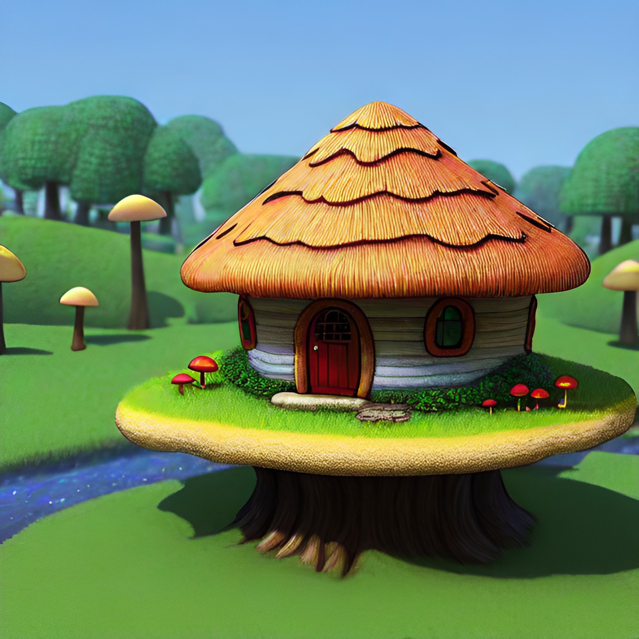 realistic mushroom house preview