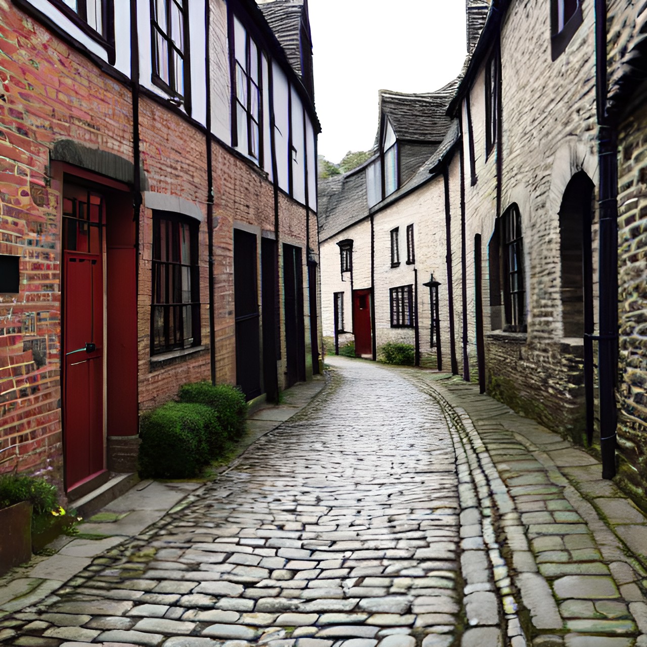 old and wriggled cobbled road preview