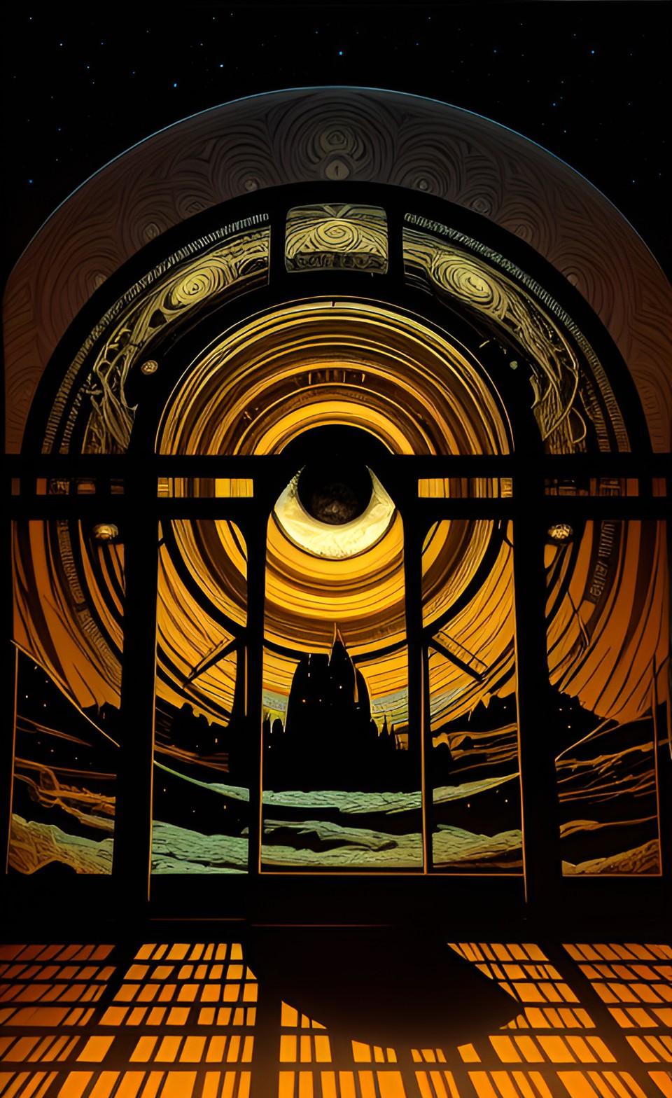 arch window - arches, saturn, psychedelic, poster art preview