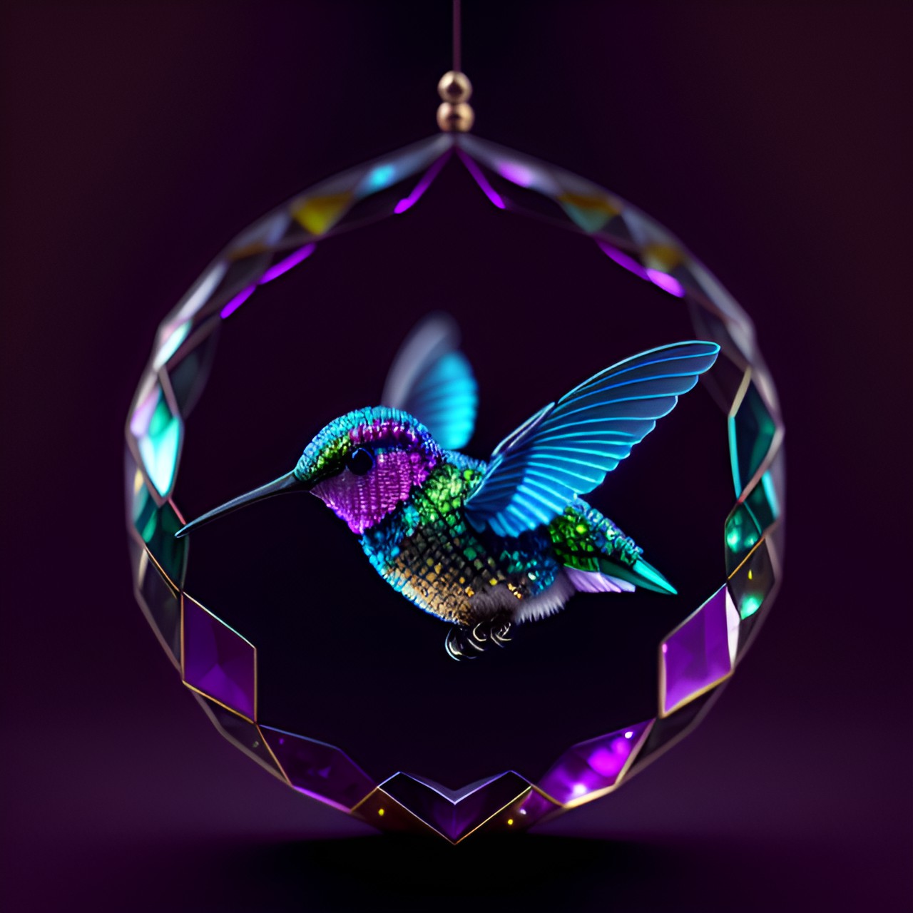 hummingbird made of faceted jewels and metals preview