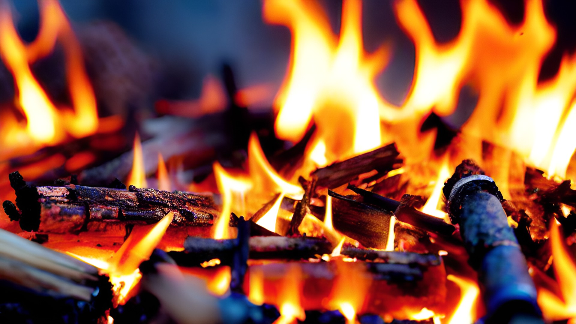 Fire - close-up image of fire flames from a bonfire, in detail preview