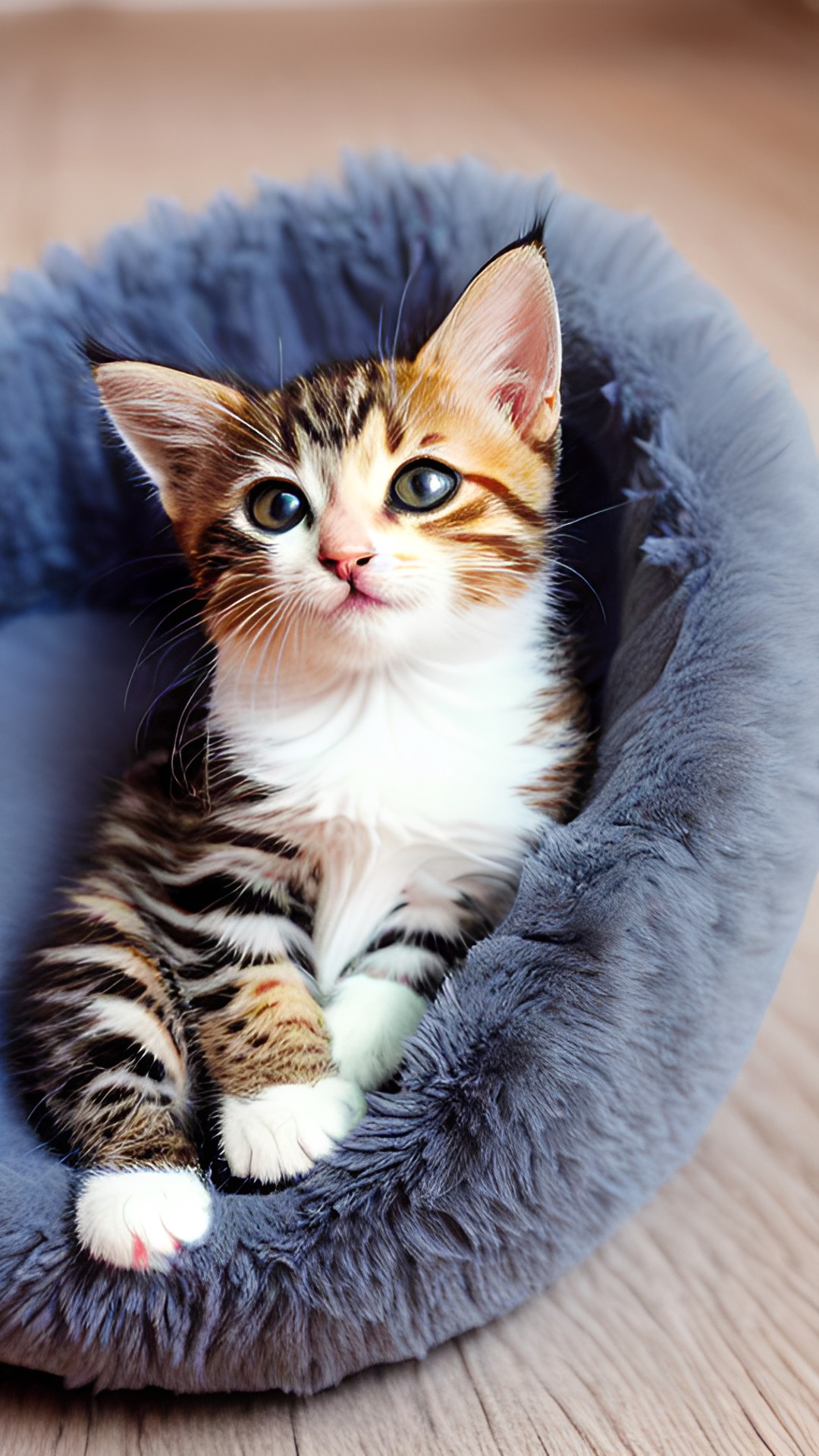 kitty - a kitten laying in a cat bed preview