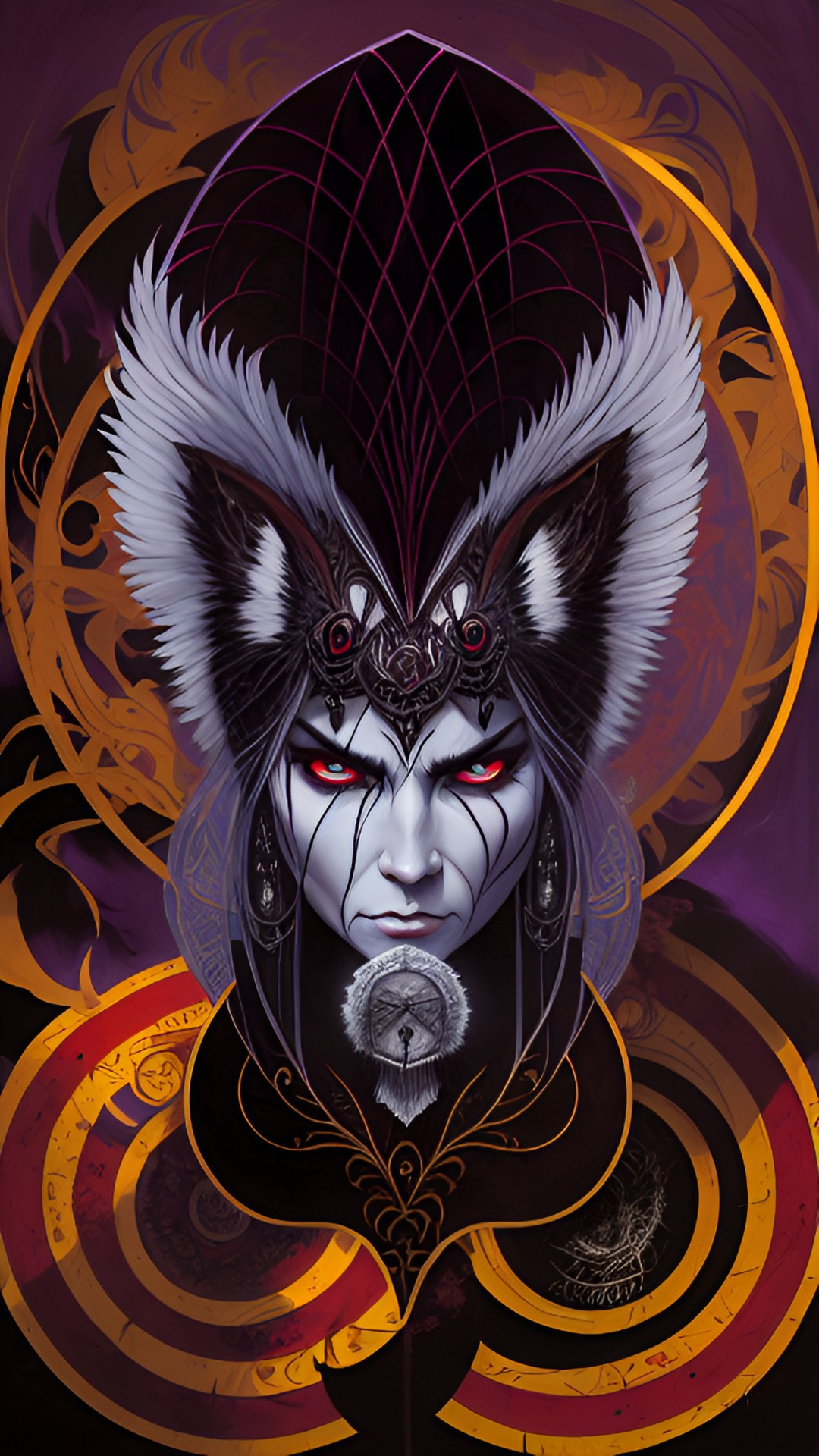 portrait of folklore warrior lady with angry eyes preview