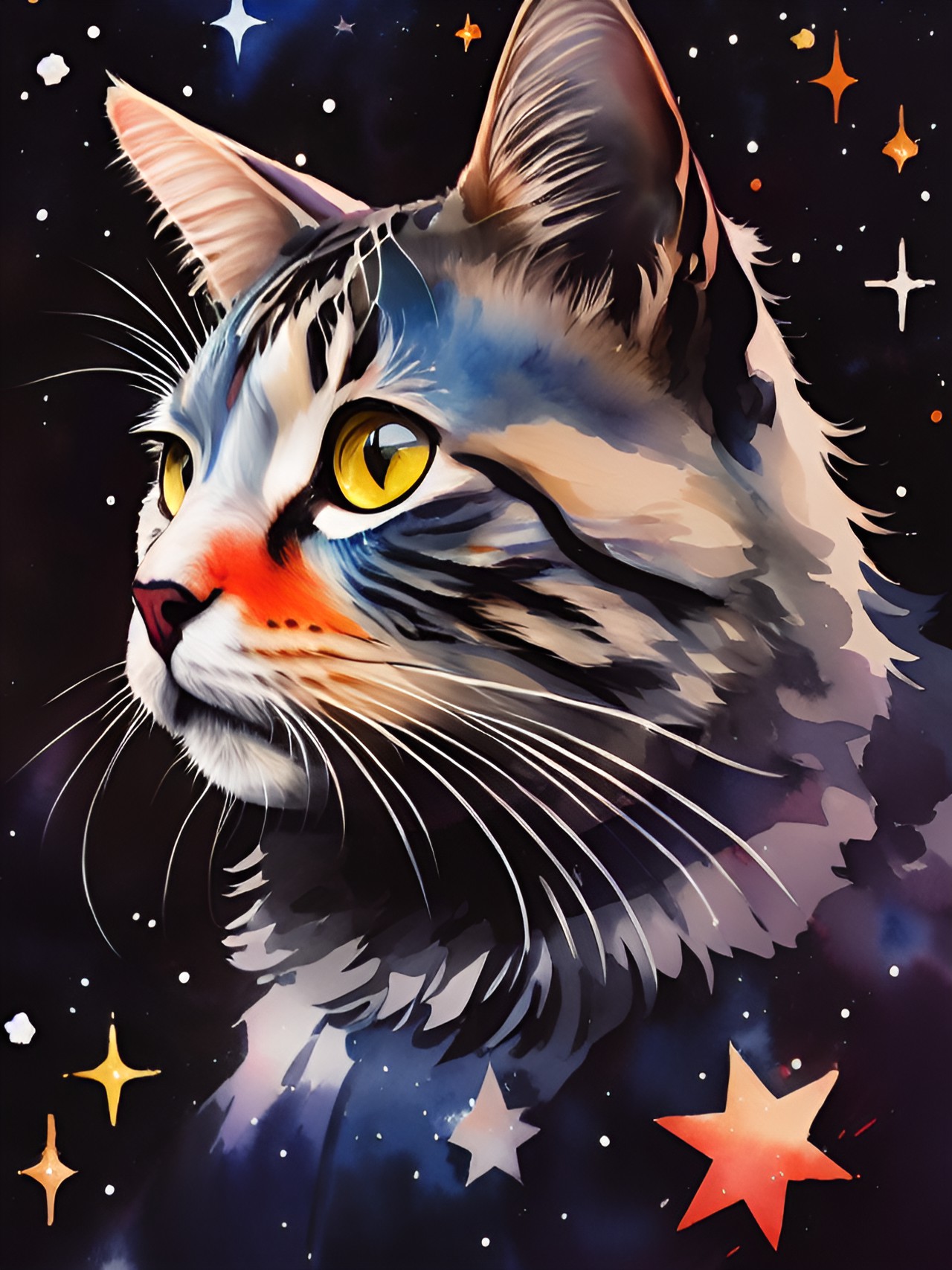 cat and Stars 4 - a cat made out of stars preview