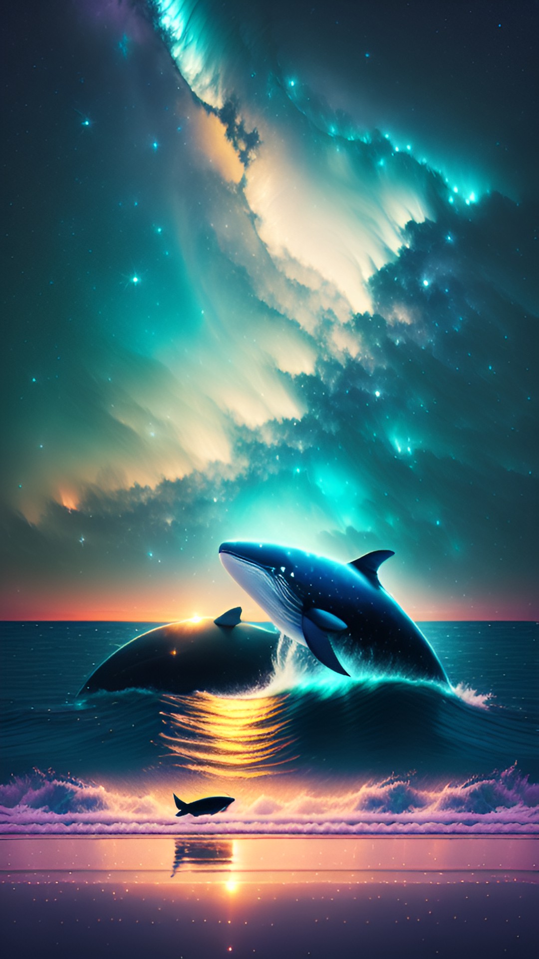 wallpaper hd astral the glow of the skies the whales swimming in the ocean preview