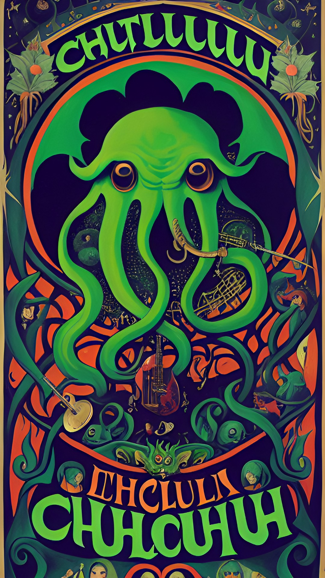 an old concert poster for cthulhu's band preview