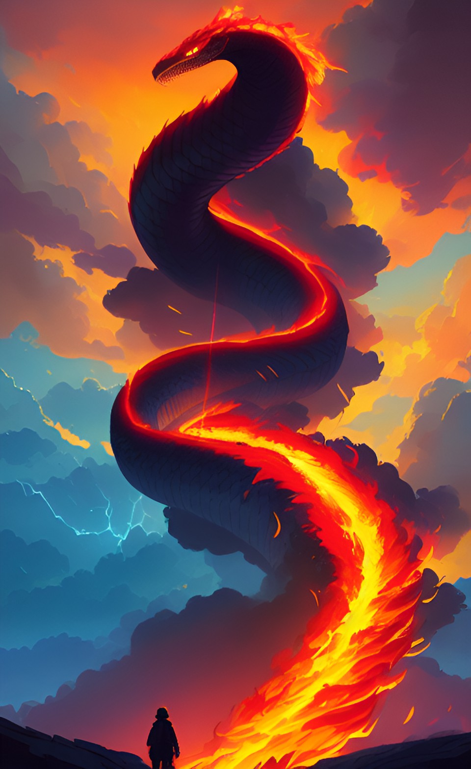 Dragarous - large snake made of flames & lightning preview