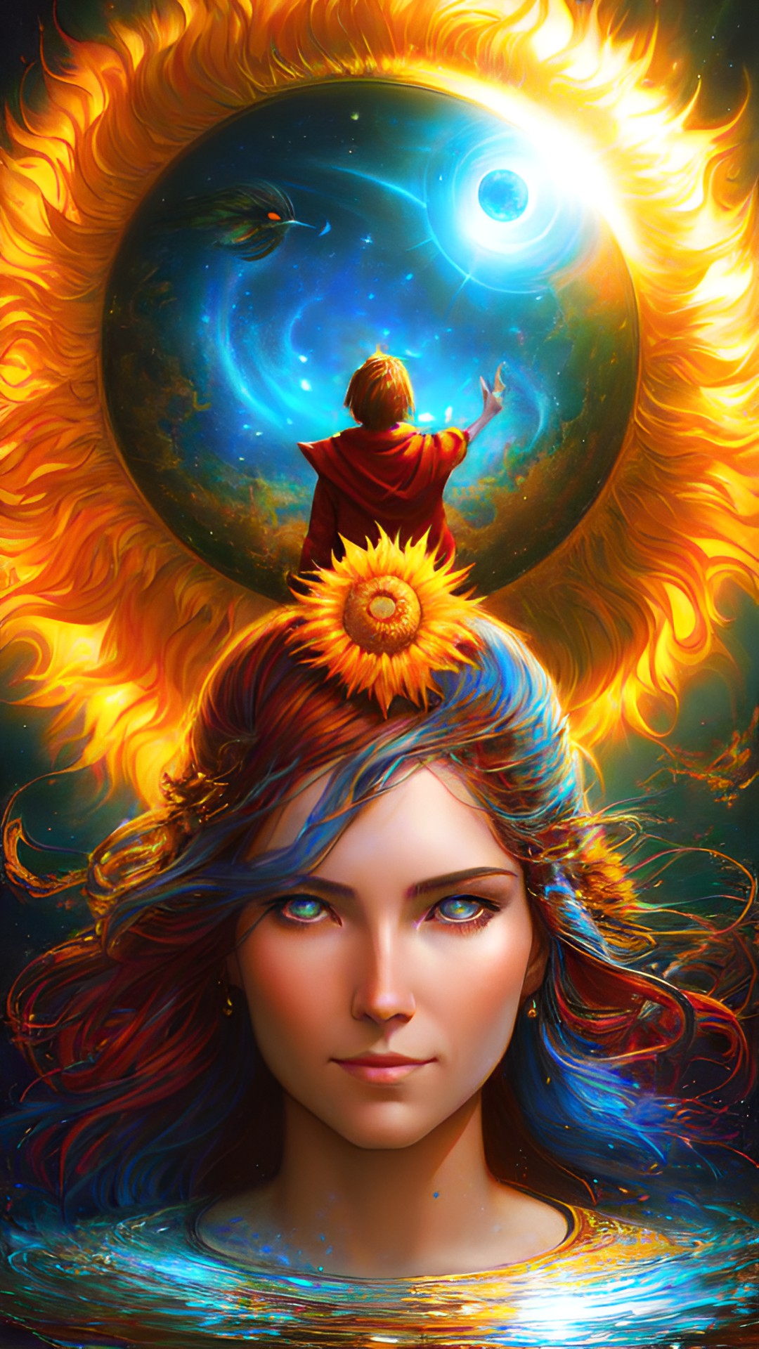 portrait of anthropomorphic summer and anthropomorphic sun. happiness, super-resolution, 128k, 5d, volumetric lighting preview