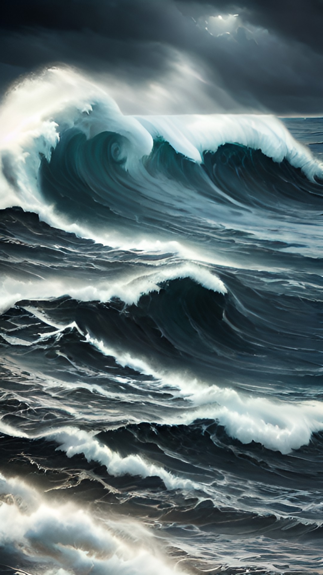 storming flowing waves crests dark waves preview