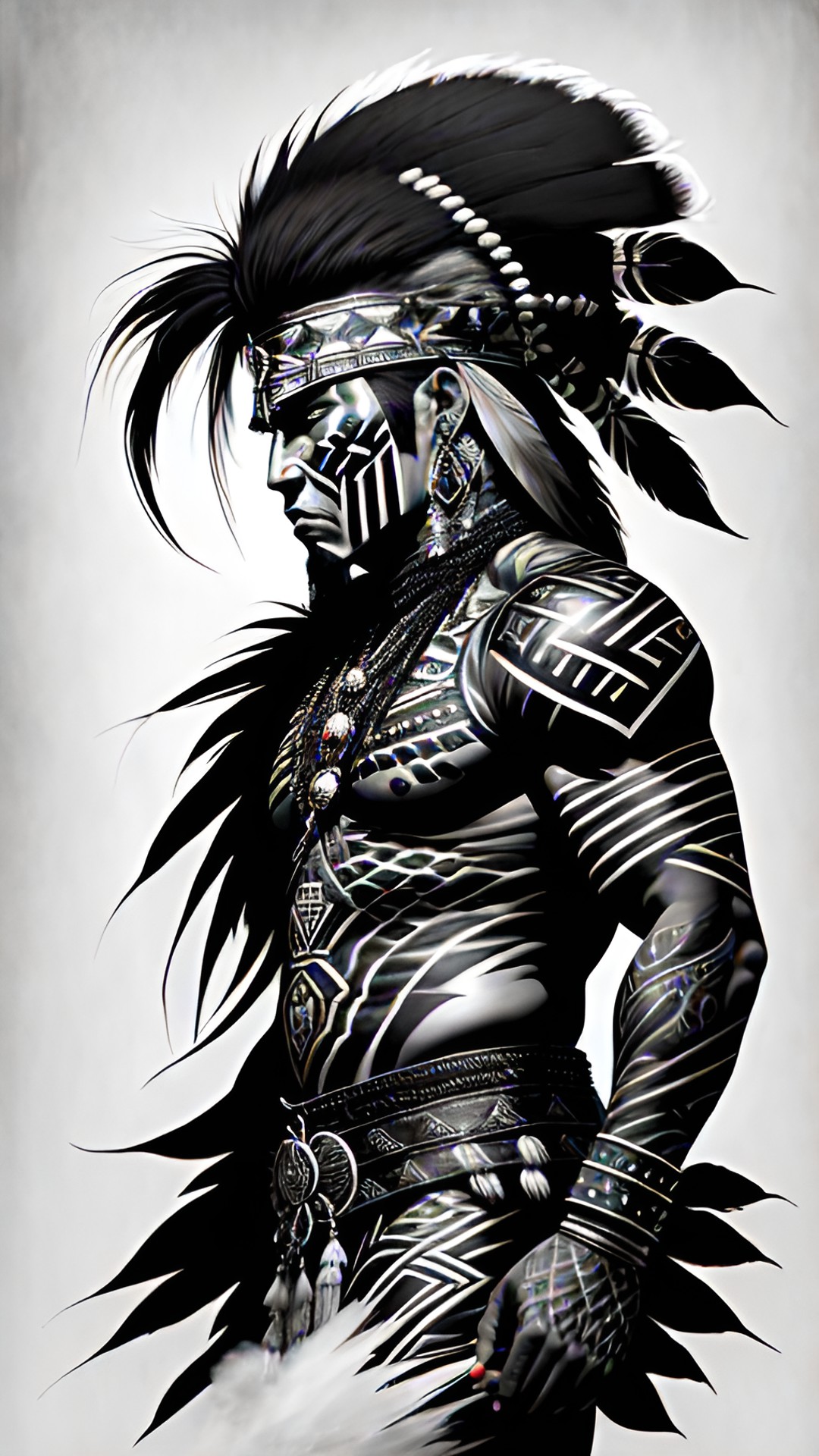 Indian Outlaw - cherokee warrior indian, tattoo markings,  - cherokee warrior indian with tattoo markings. he looks fierce and powerful, ready to fight for his people. his tattoos are traditional and meaningful, tell preview