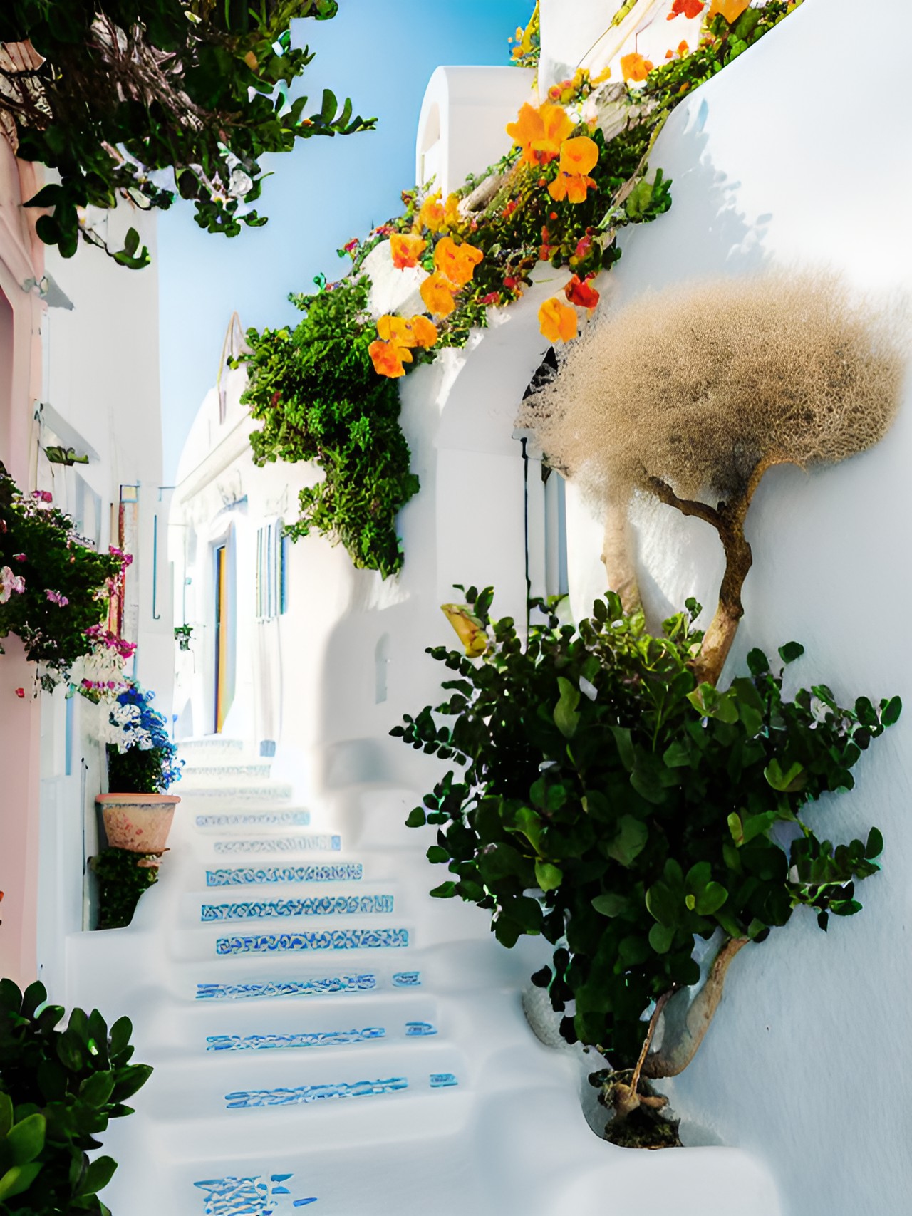 charming santorini island with pristine beaches and iconic white buildings, mediterranean, high detail, seascape preview