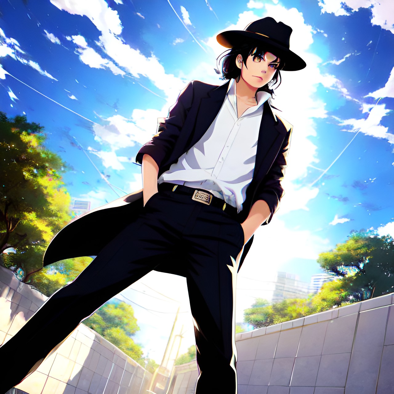 michael jackson, hat fedora, cute, light background, shiny, action, cool preview