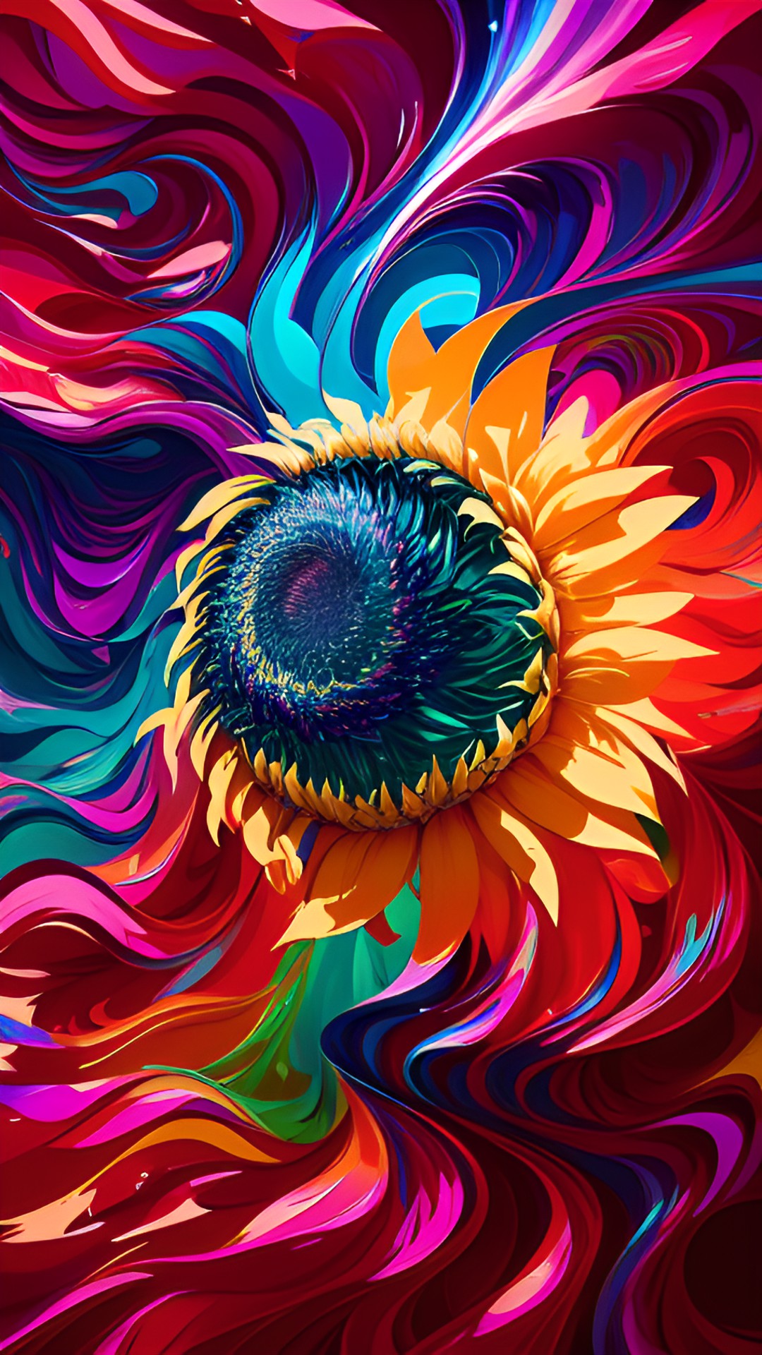 Rainbow Sunfire - rainbow sunflower swirl preview