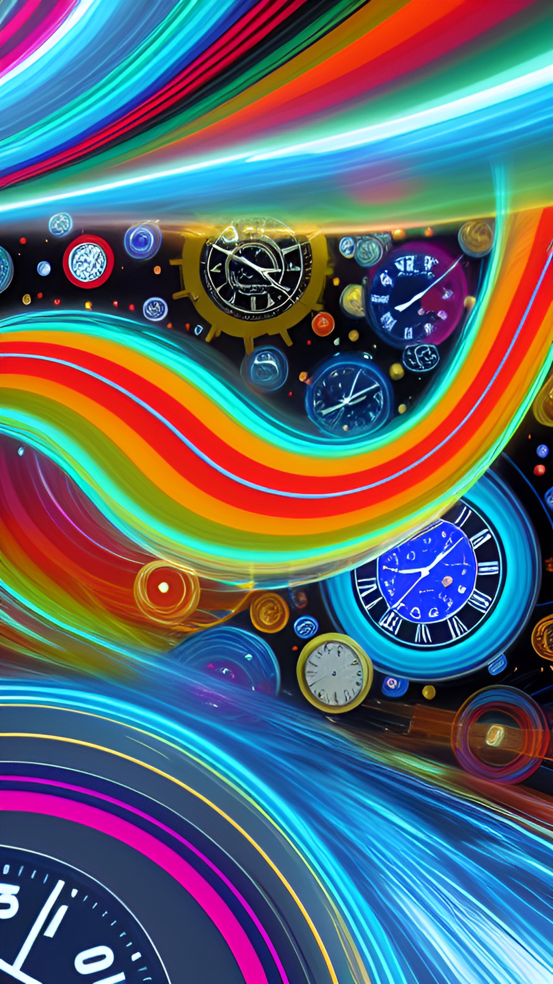 Time Warp Tunnel - clocks in a fluid flow of space time preview