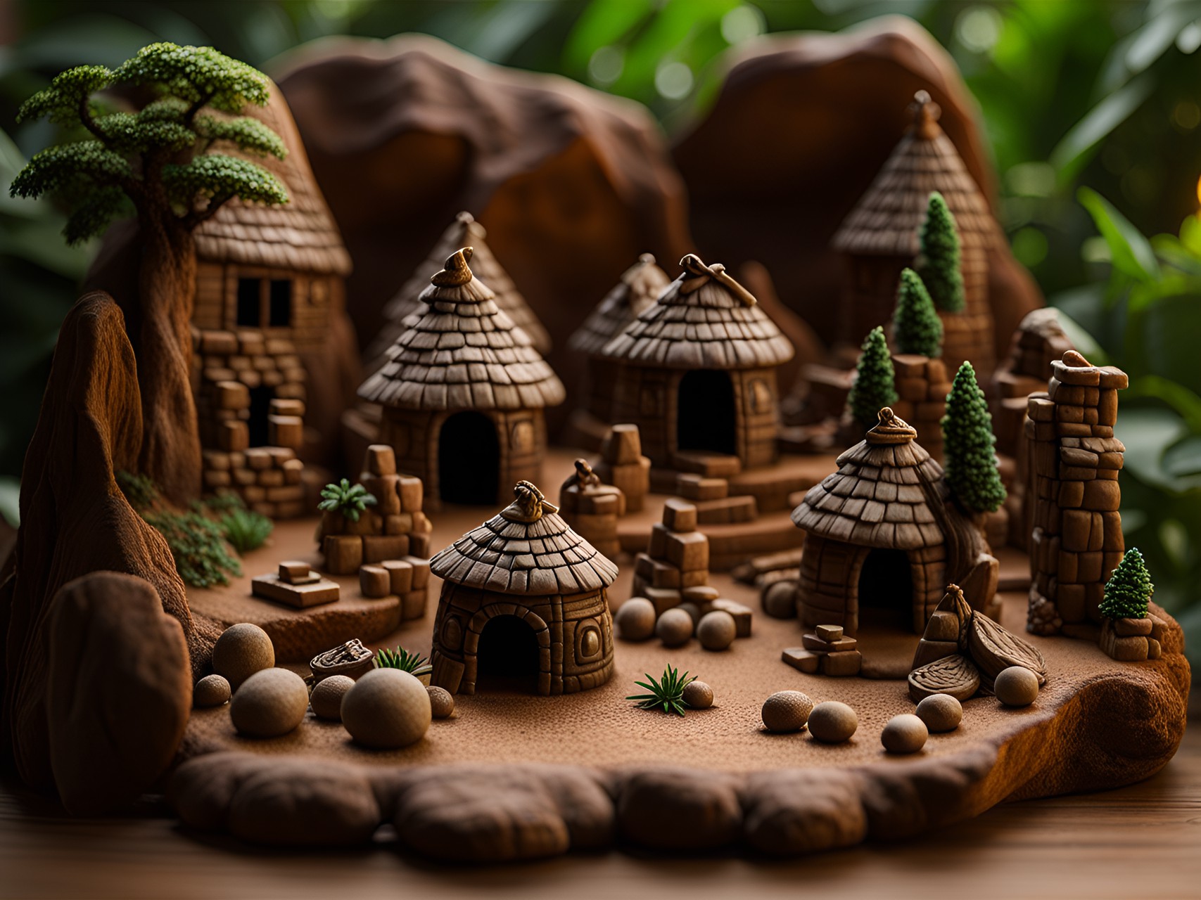 elohim polymer clay ancient village diorama preview