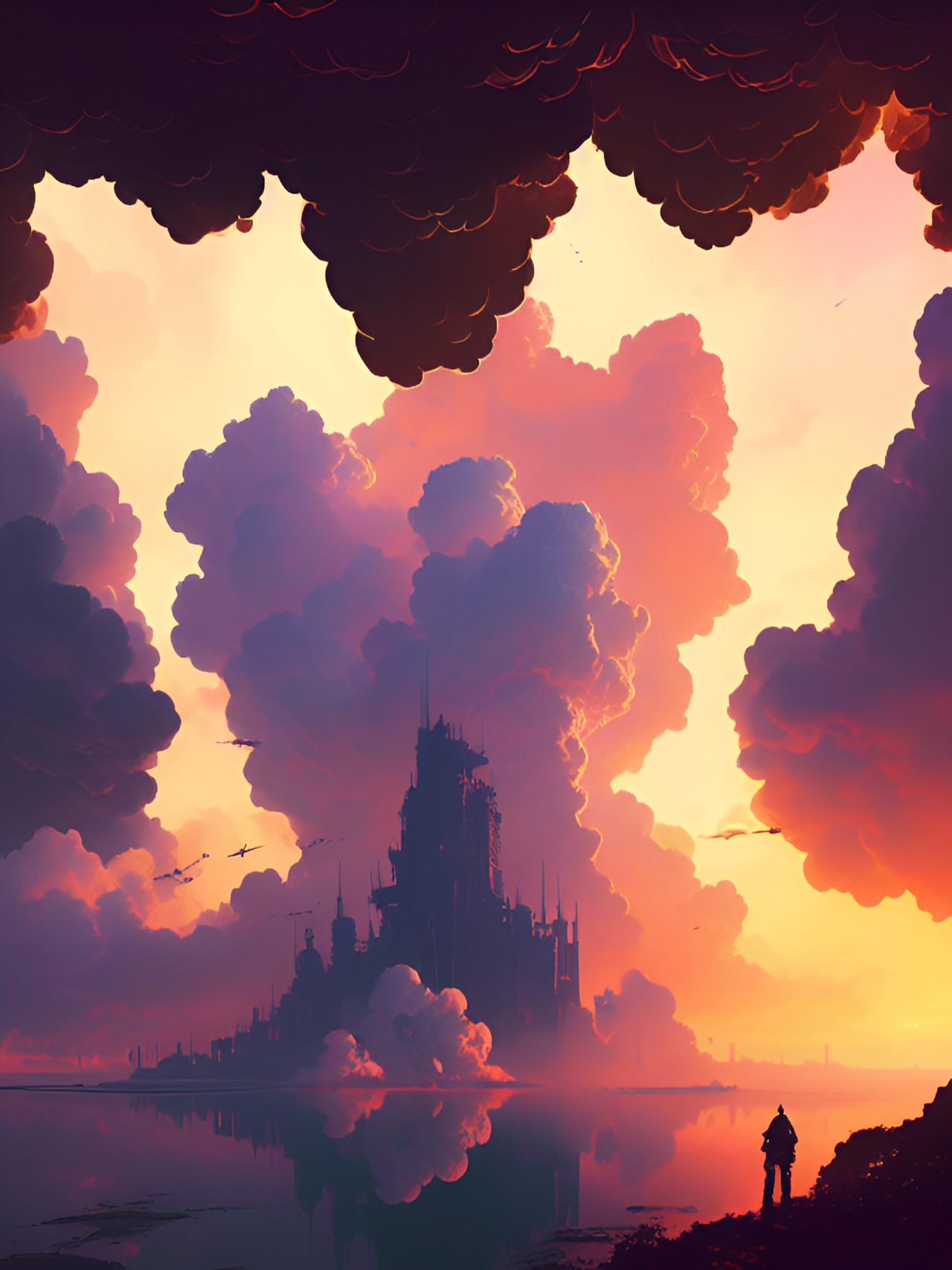 The Dark Tower - fiery sunset over billowing clouds in atlantis preview