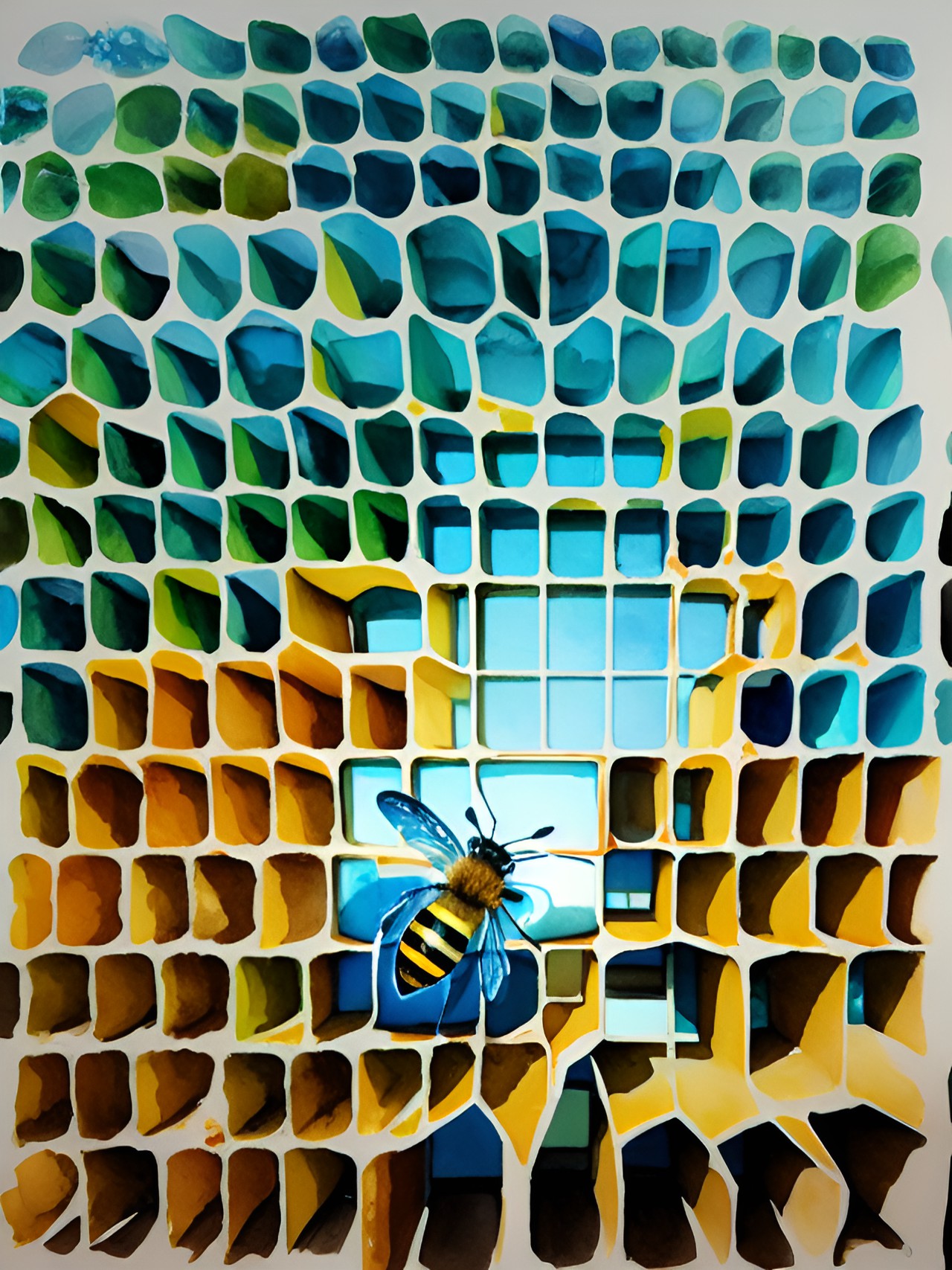 Building a Future - flower eye honeycomb bee blue preview