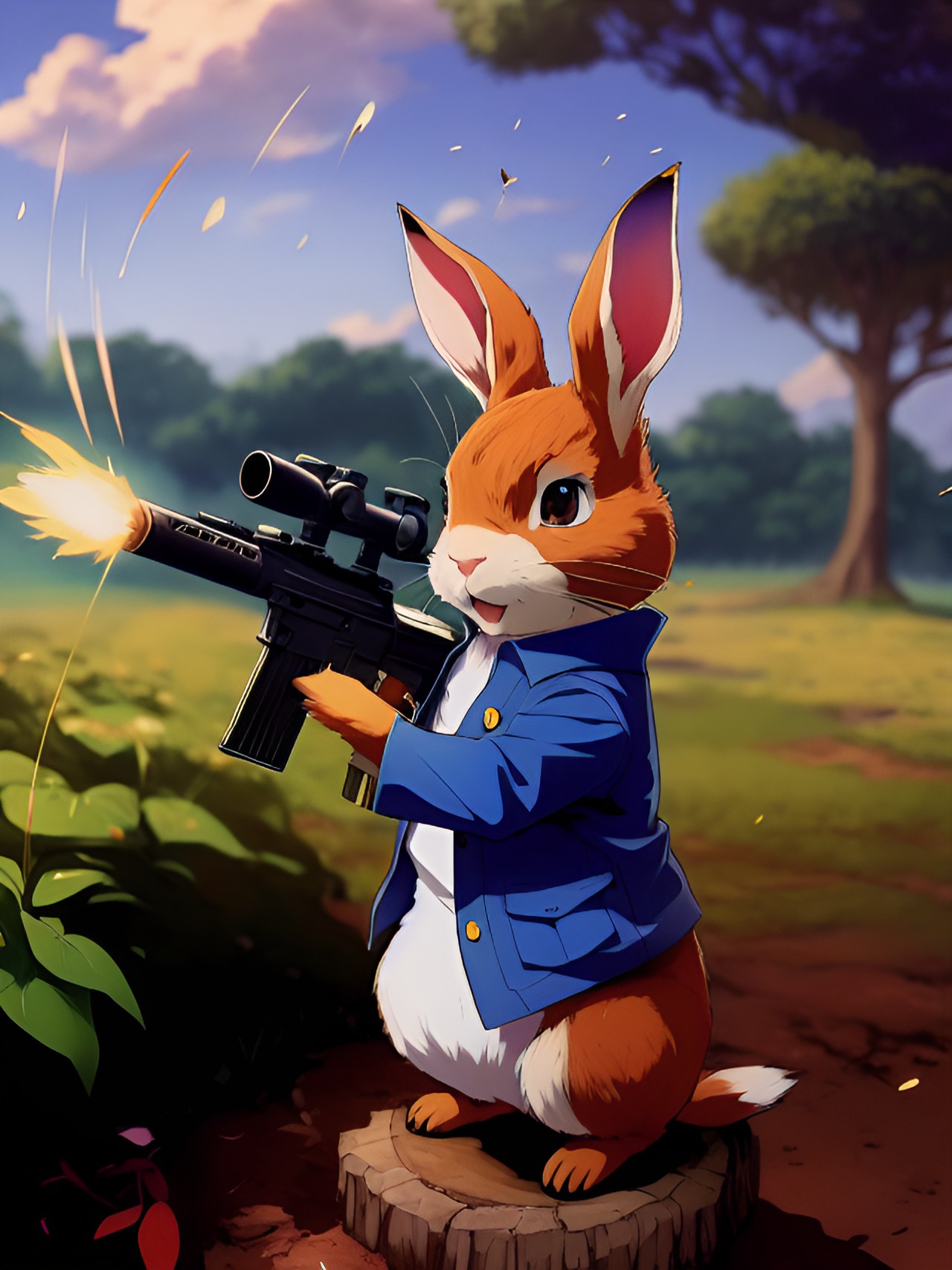 Peter Rabbit Melee - peter rabbit shoots a machine gun preview