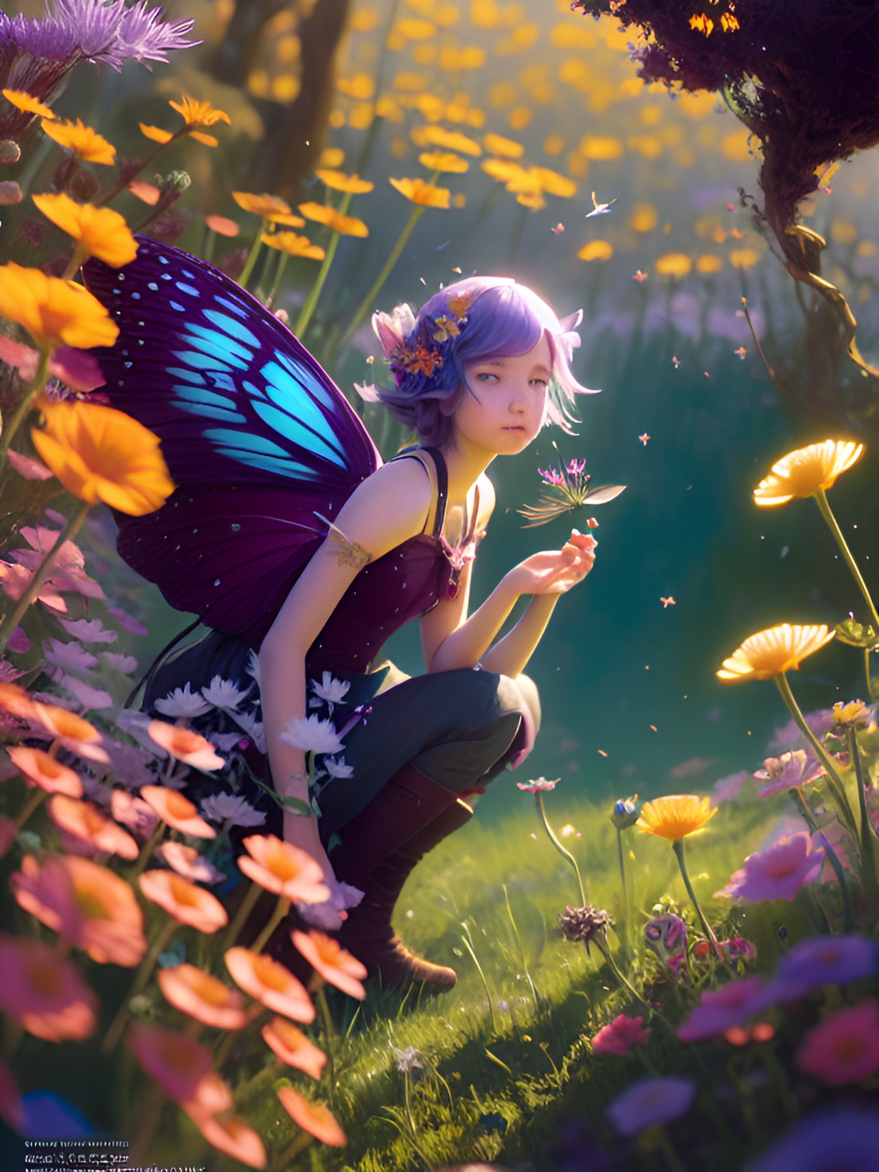 Wildflower Fairy - fairy in wildflowers preview