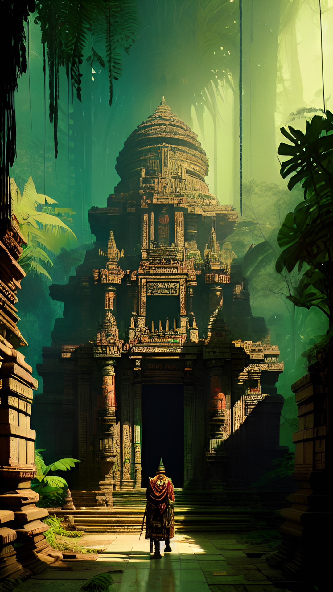 Jungle Temple Light - ancient jungle temple with aztec priest preview