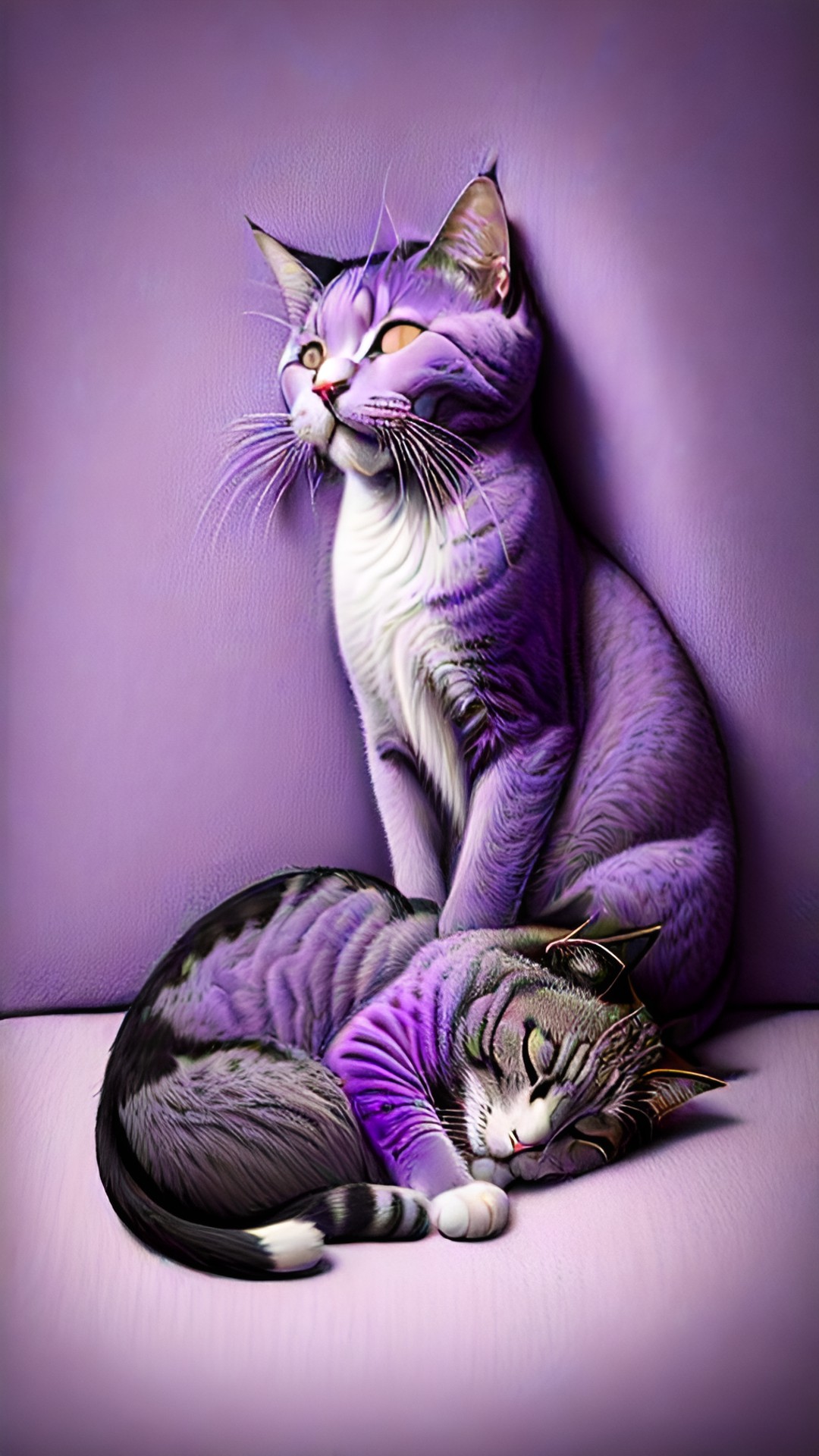 full macical purple and pink sleepping cats preview