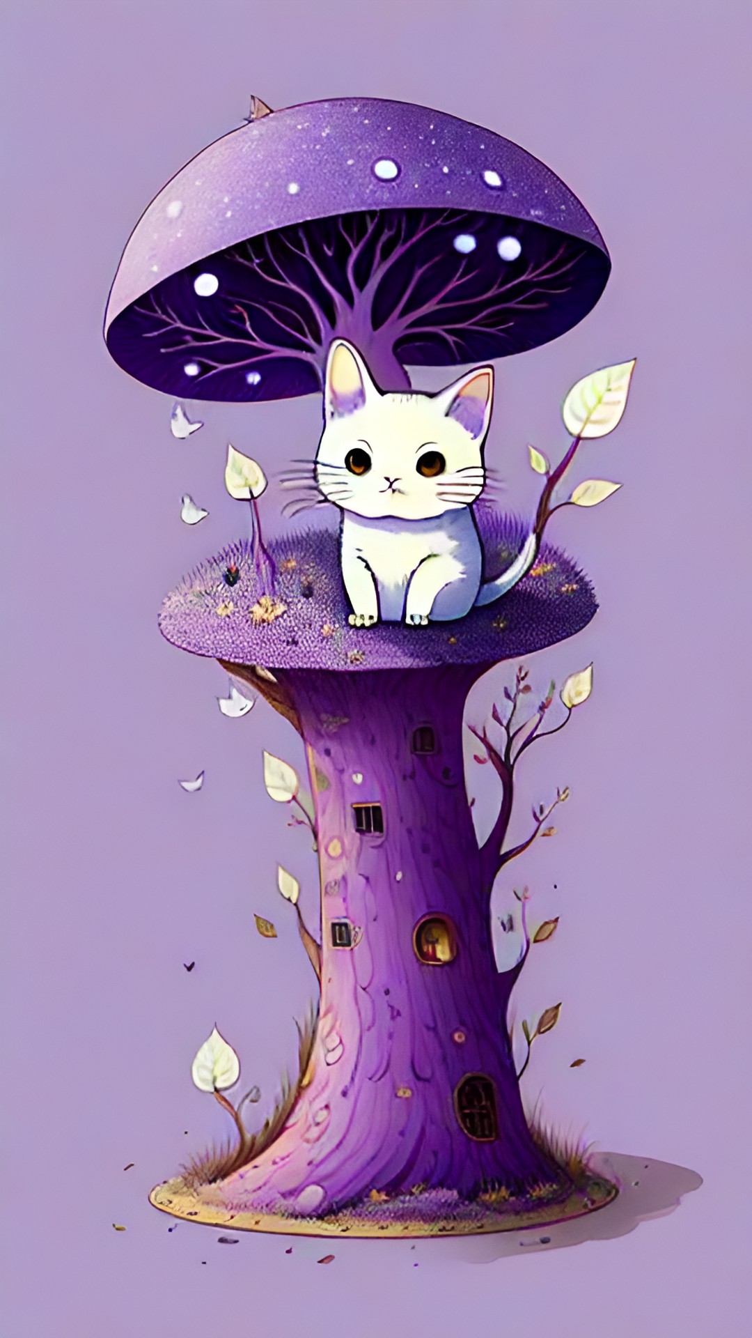 magical purple mushroom cat preview