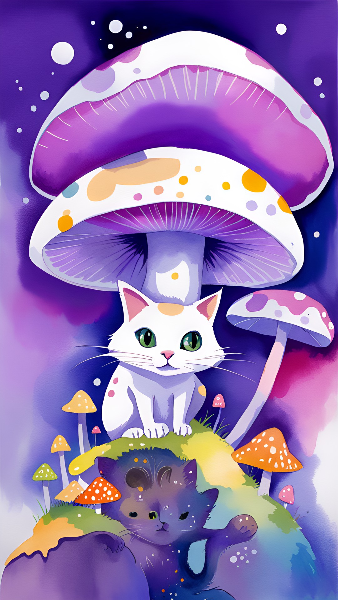 magical purple mushroom cat preview