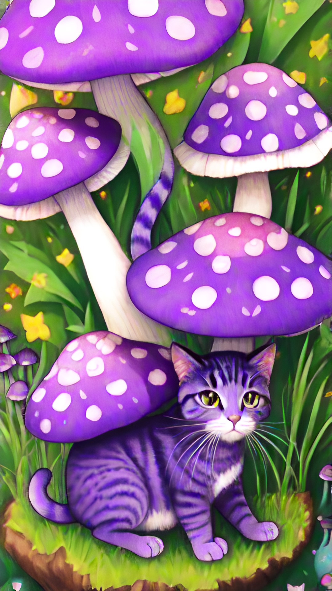 magical purple mushroom cat preview