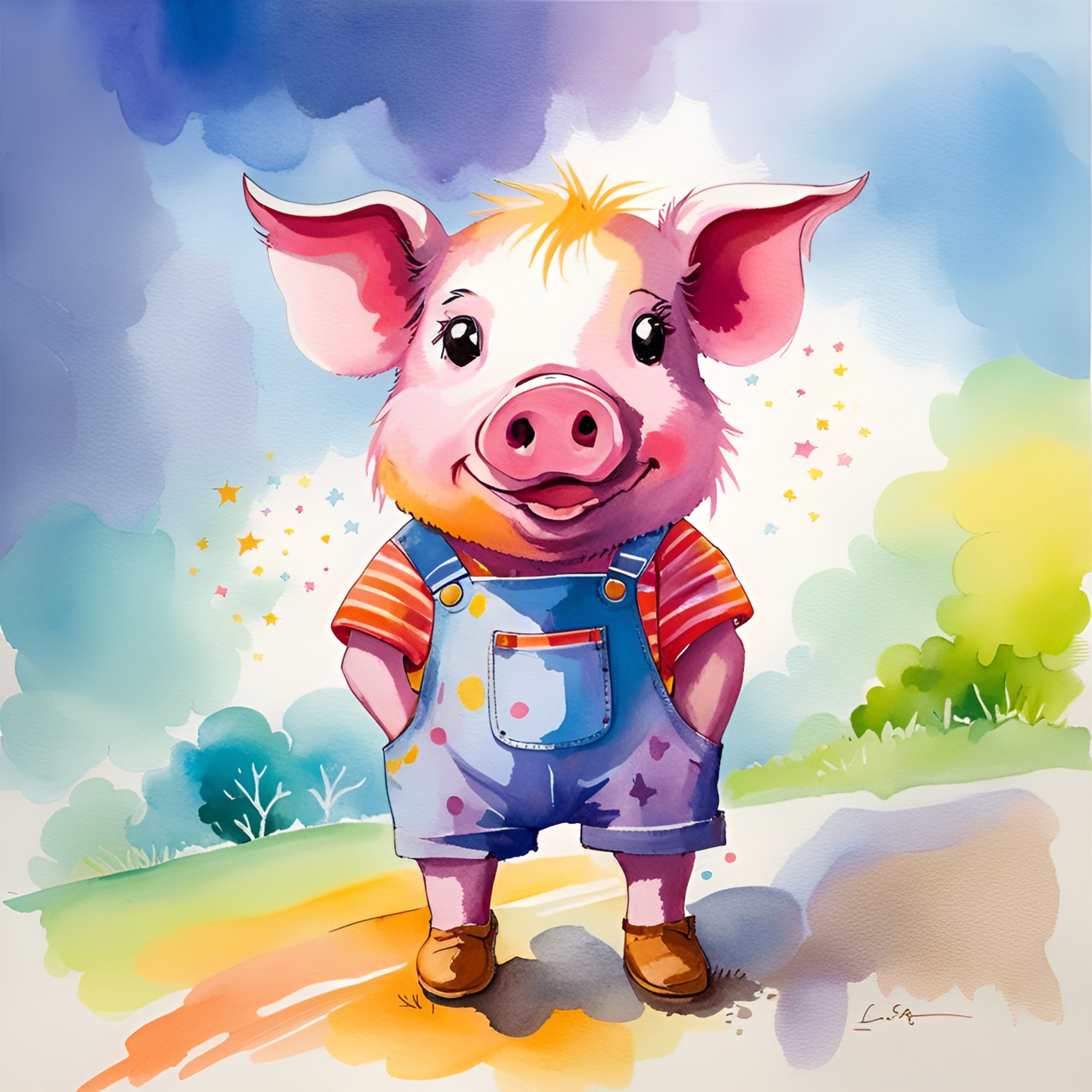 pig in overalls preview