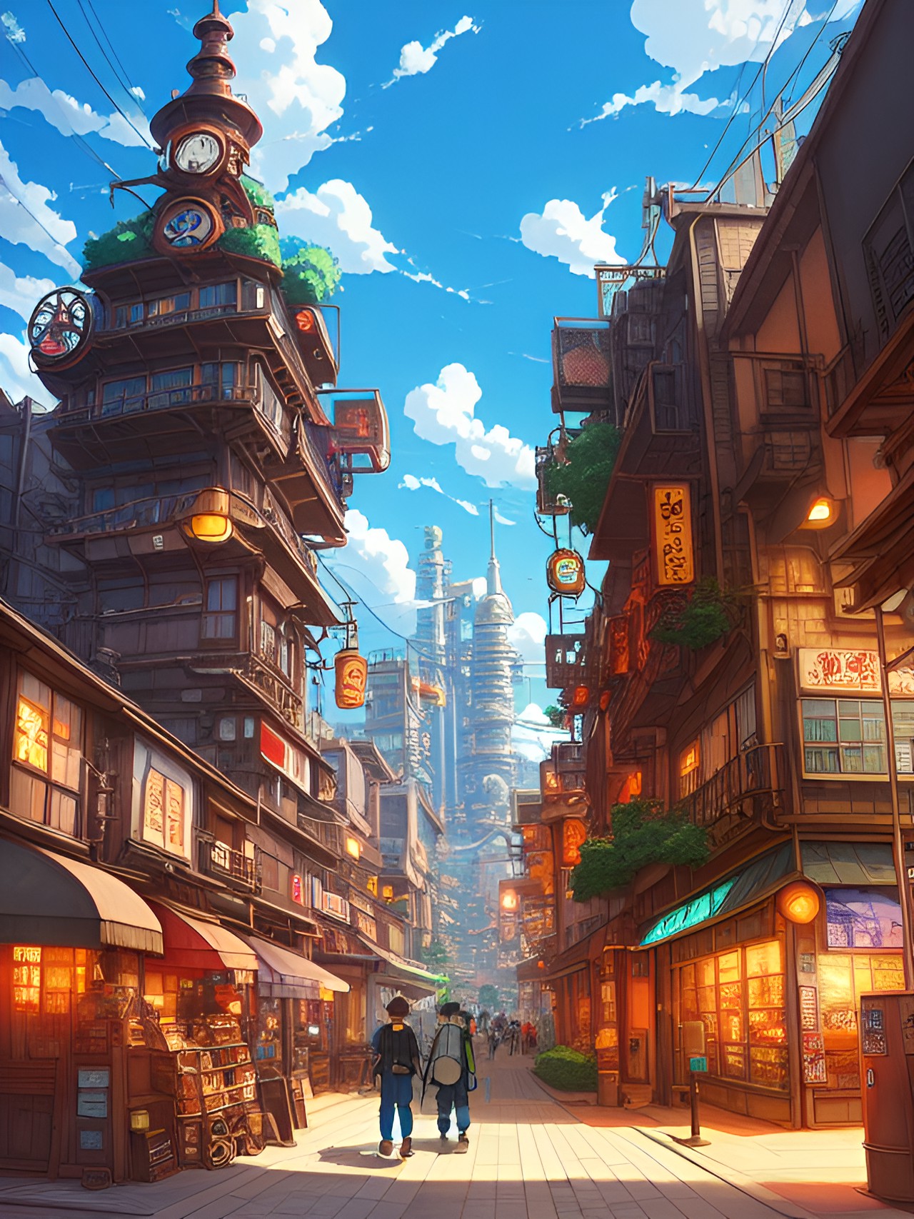 studio ghibli style, steampunk city, busy streets preview