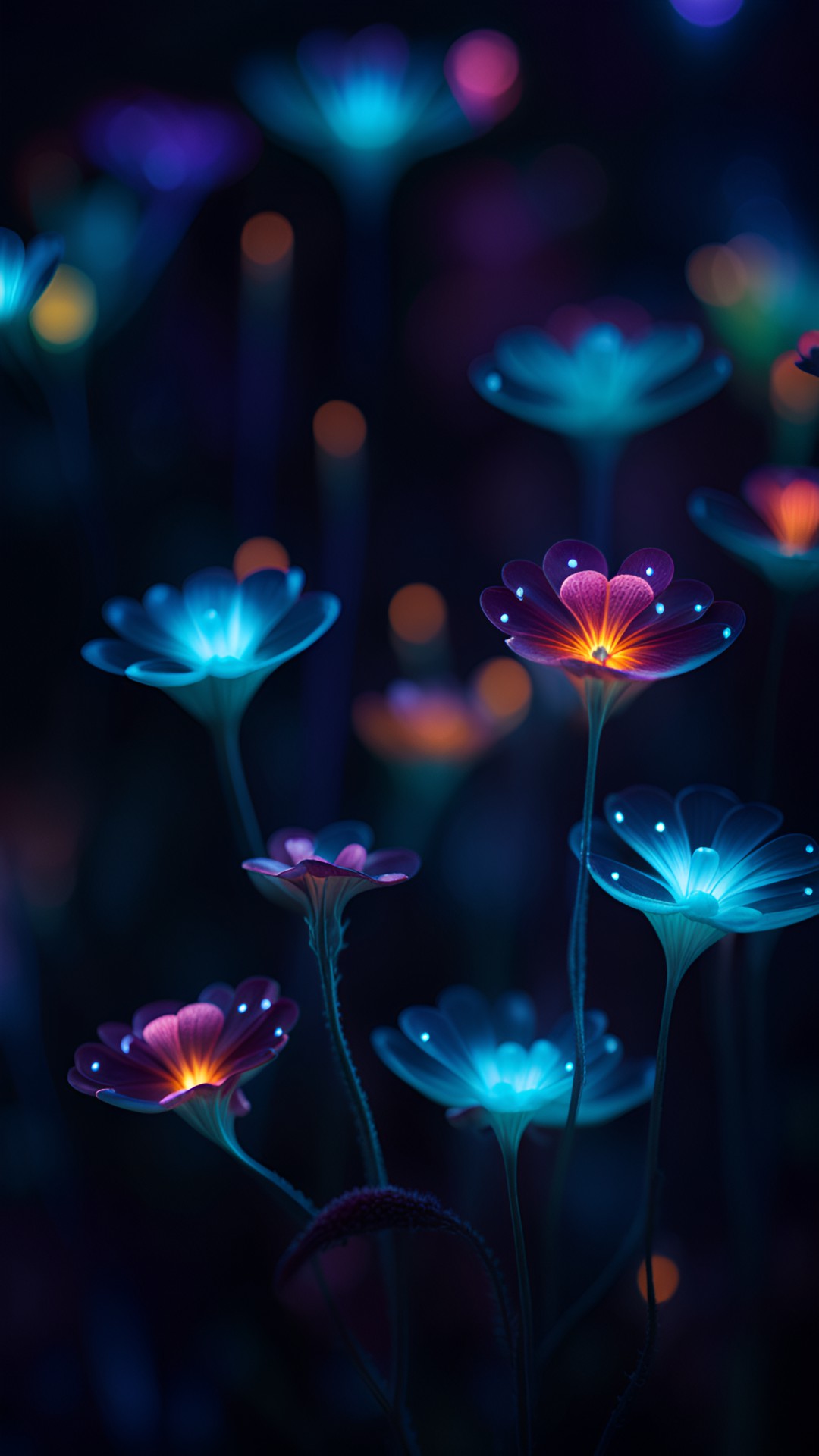 cosmic flower, depth of field, bioluminescence preview