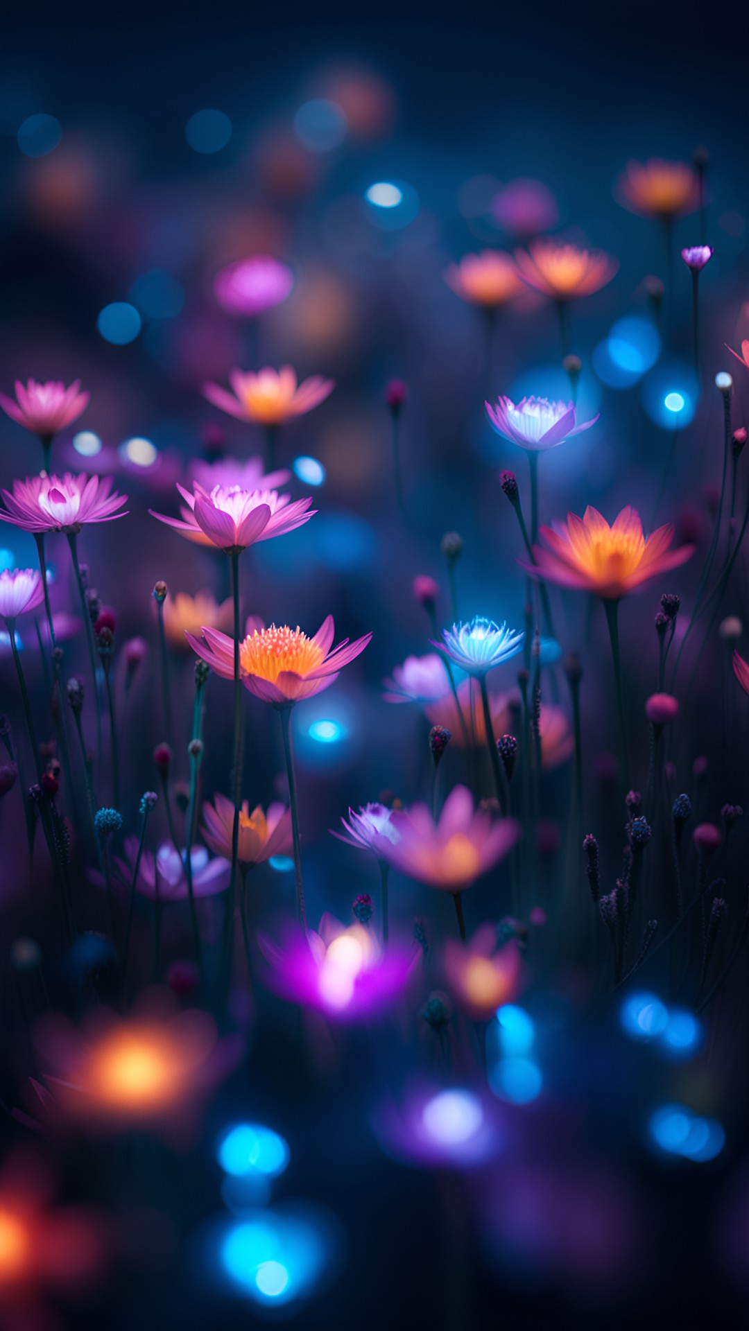 sea of cosmic flower, tilt shift, bioluminescence preview