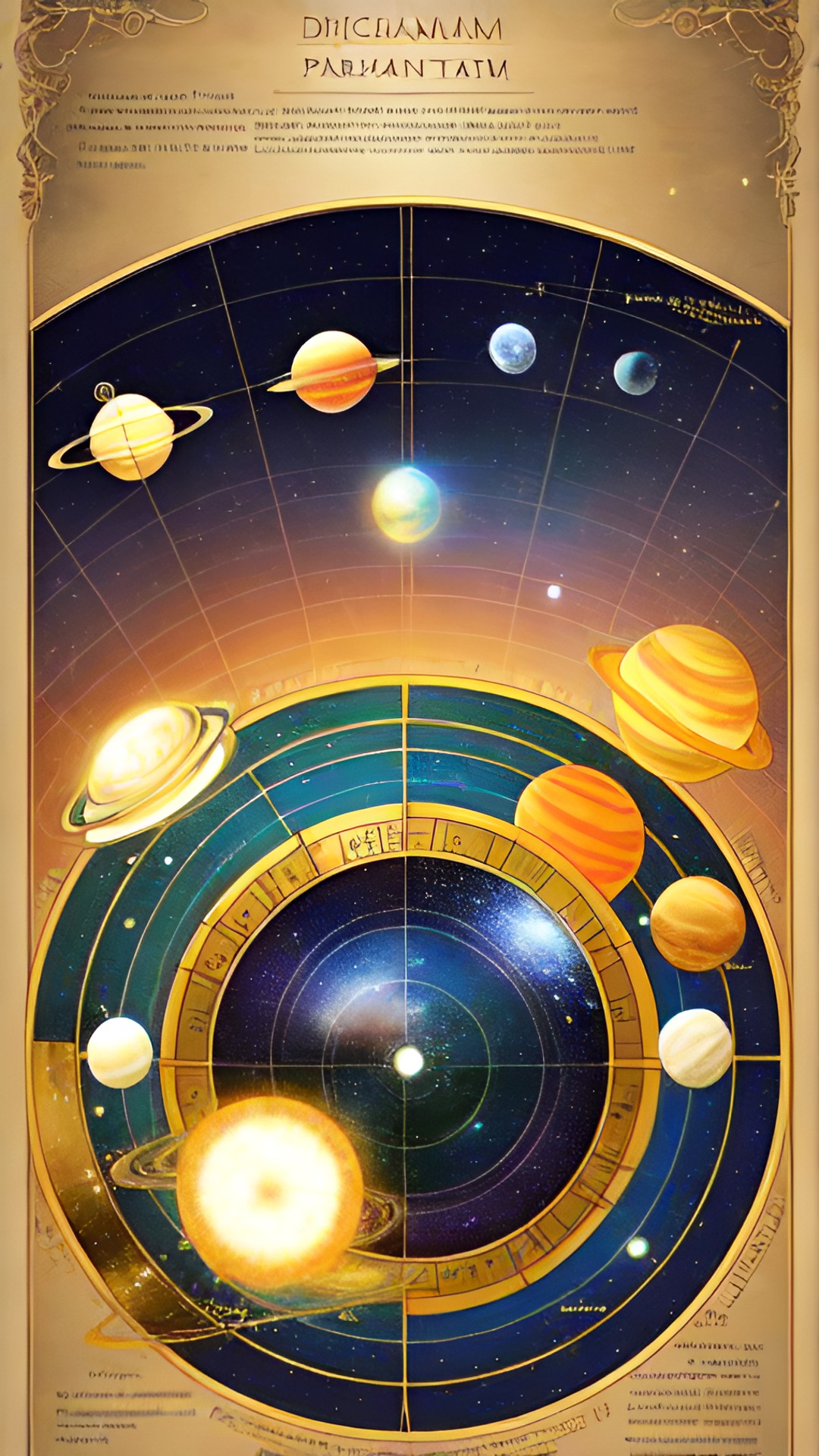 Solar Parchment - parchment sketches, solar system sun power galaxy, descriptions, diagrams preview