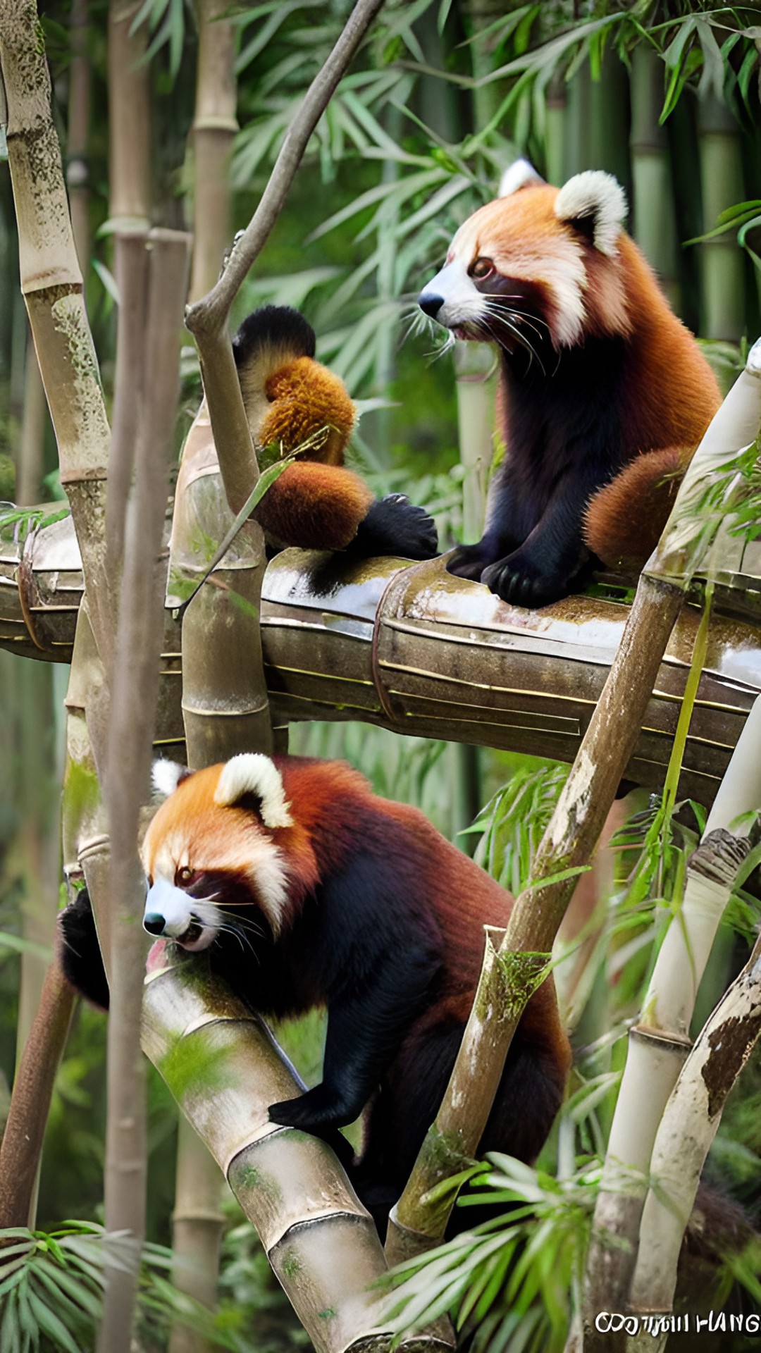 Red pandas on bamboo - red pandas eating bamboo preview