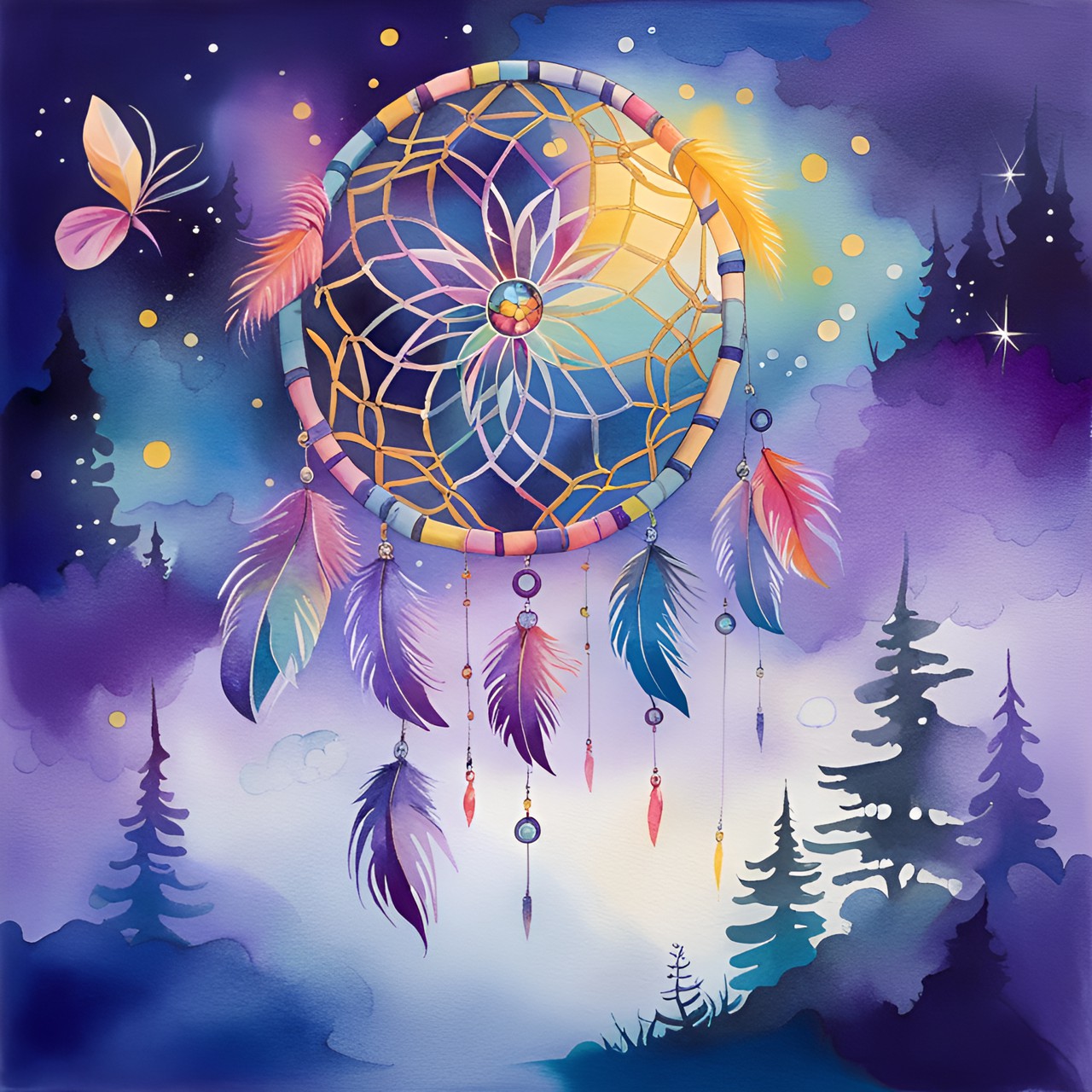 dark purple and shiny dream catcher / sparkling fireflies preview