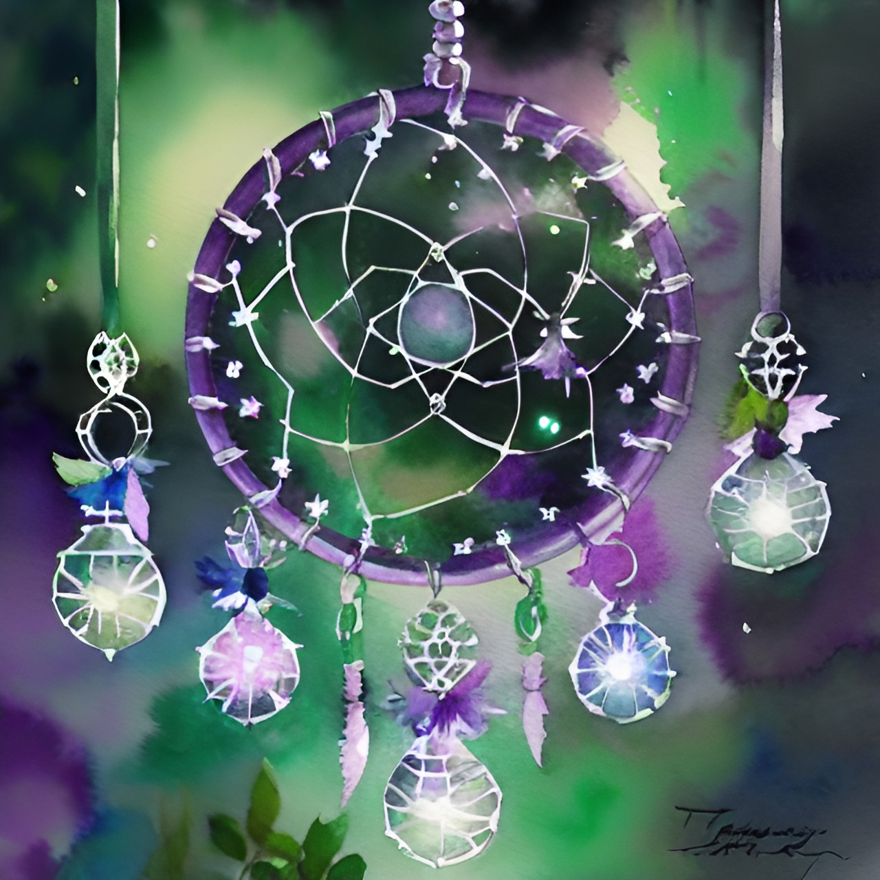 dark purple and shiny dream catcher / sparkling fireflies preview