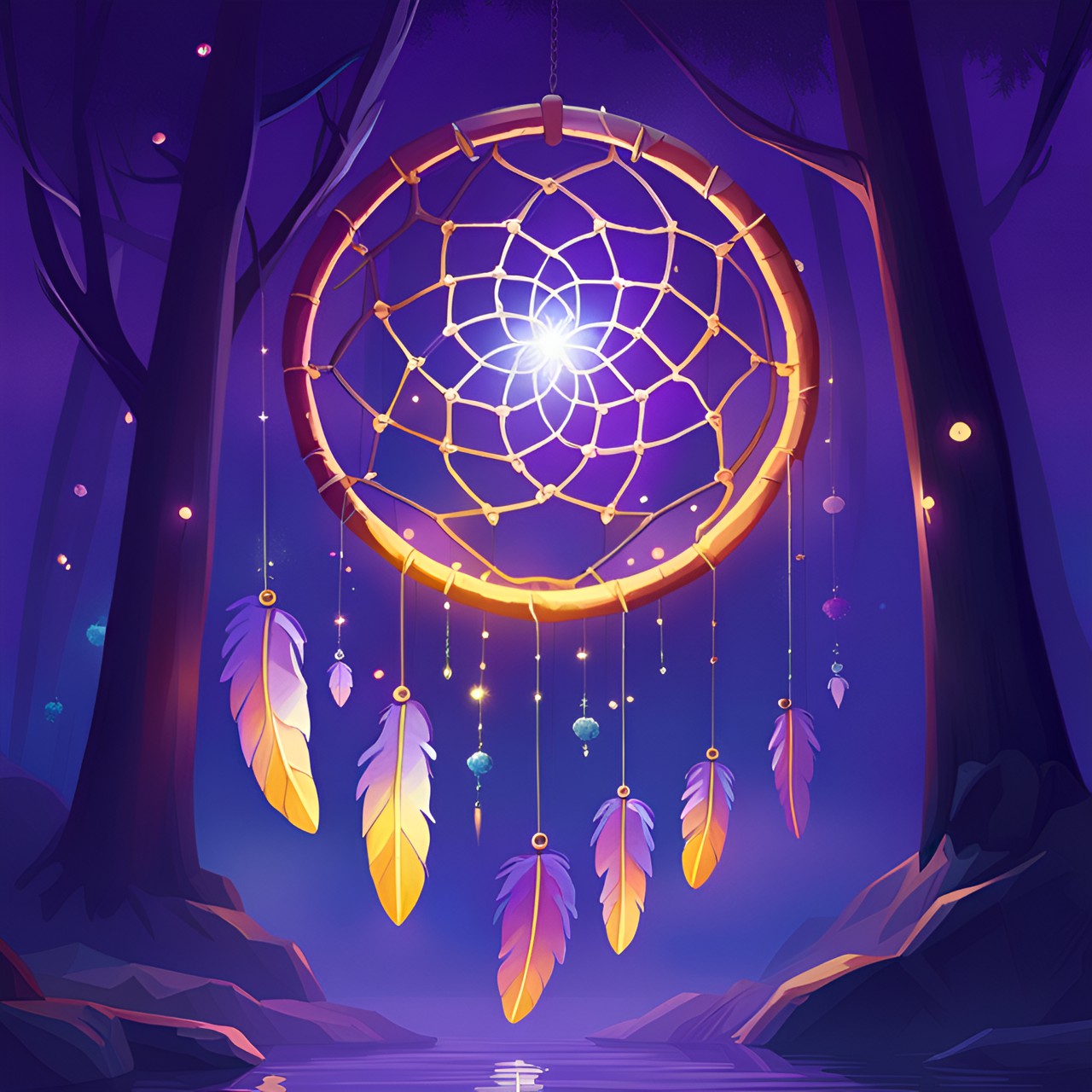 dark purple and shiny dream catcher / sparkling fireflies preview