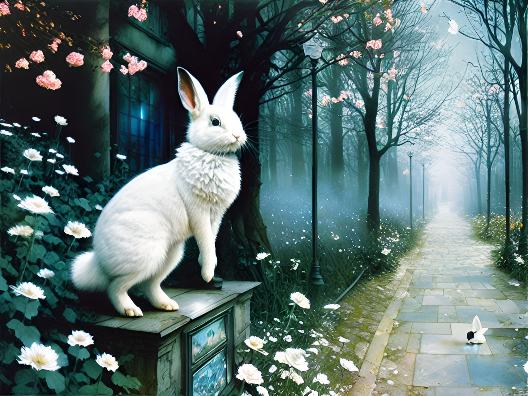 blue eyed white rabbit exploring her world preview