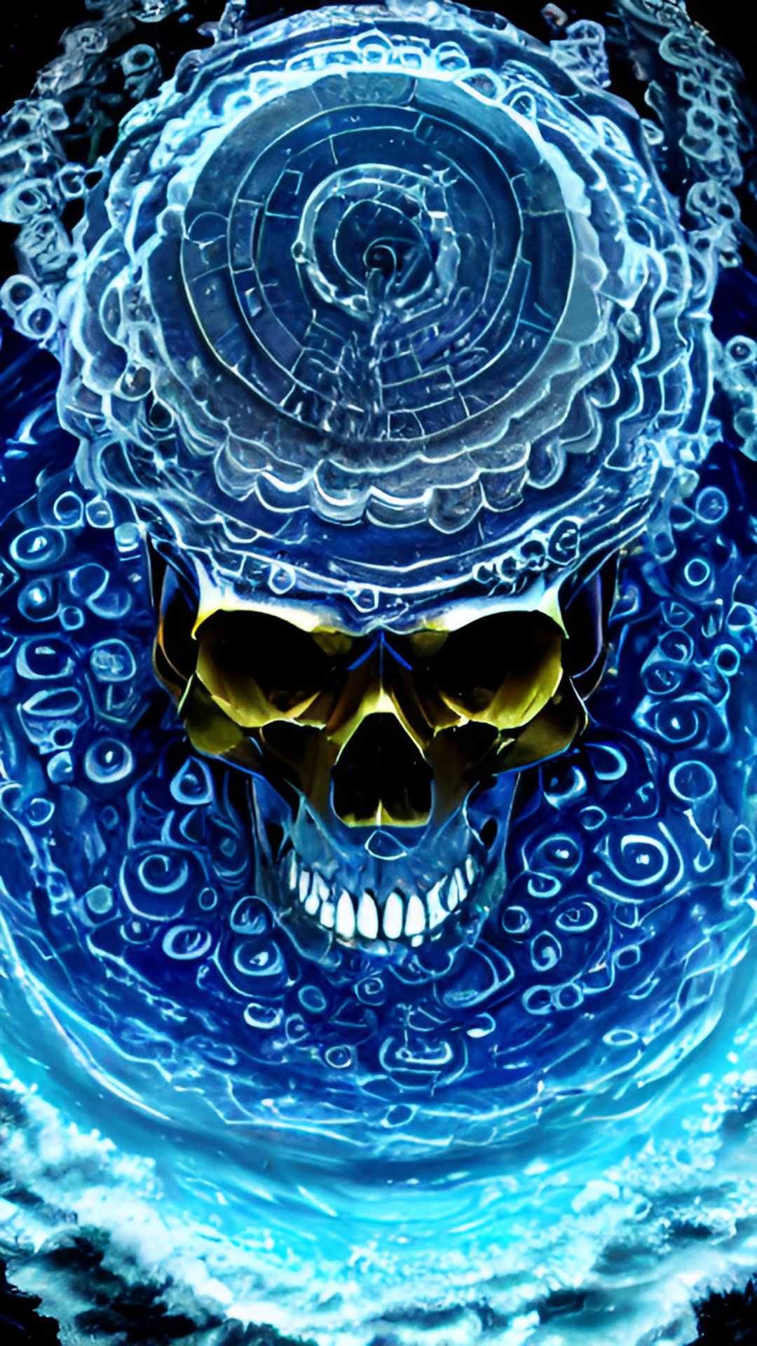 bellamee - skulls with water around spirals preview