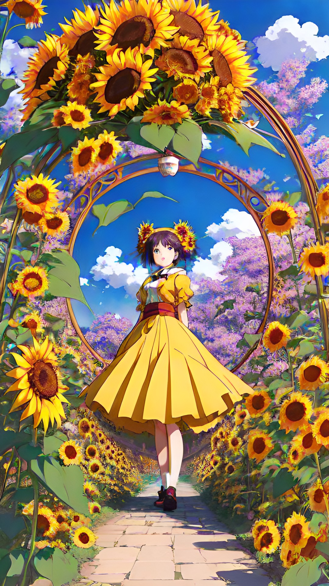 sunflower fairies art nouveau uhd preview