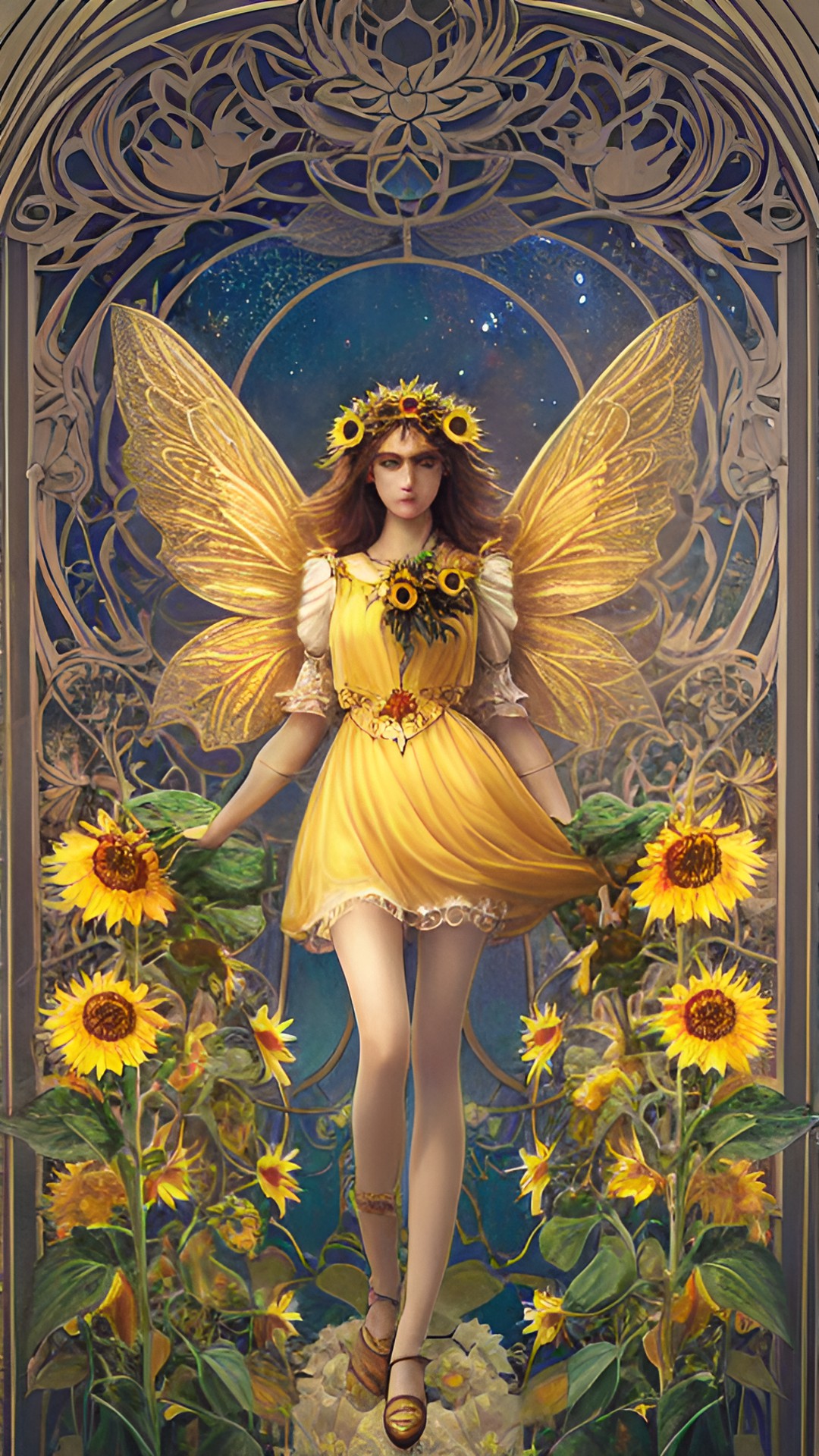 sunflower fairies art nouveau uhd preview