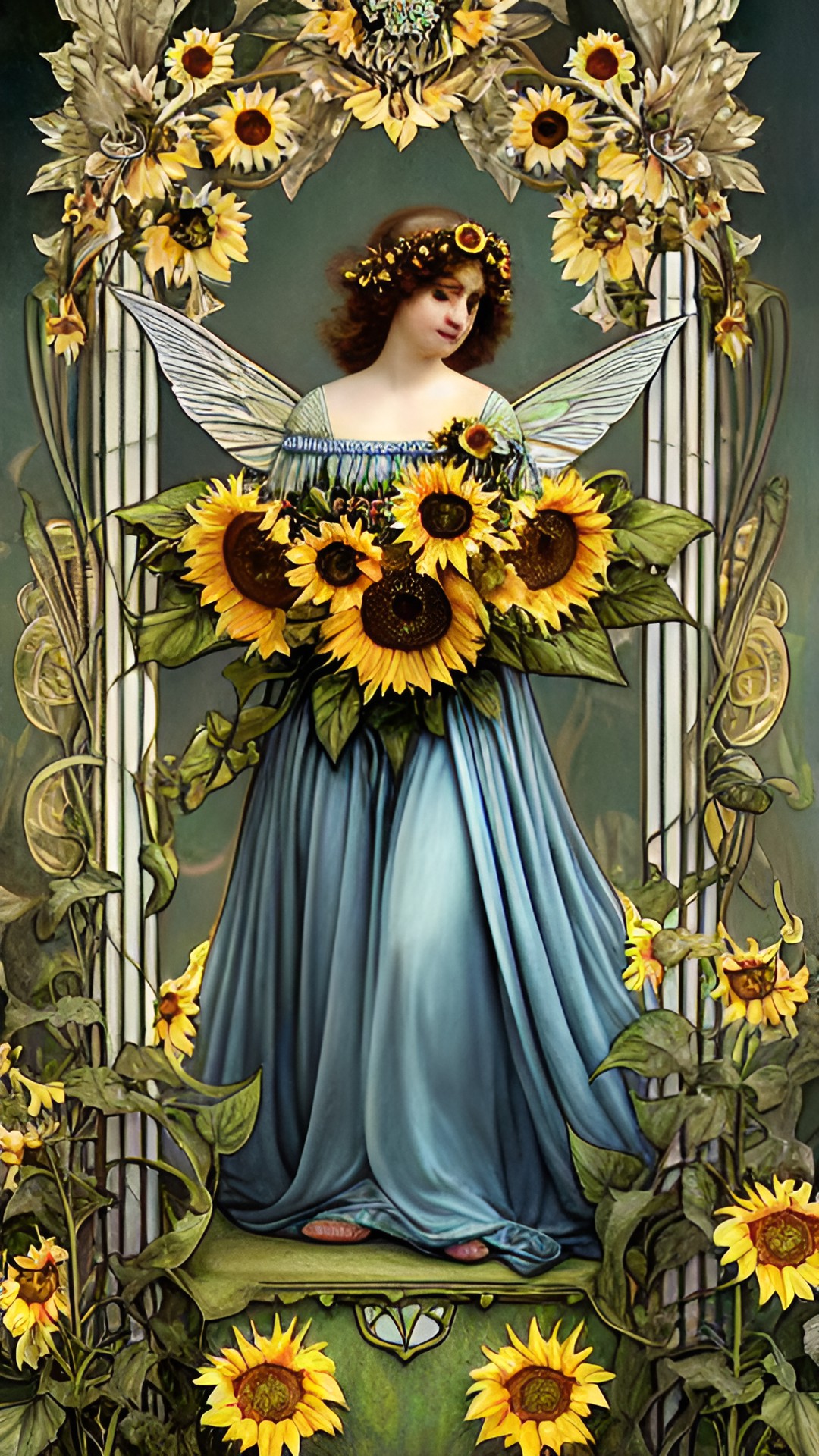 sunflower fairies art nouveau uhd preview