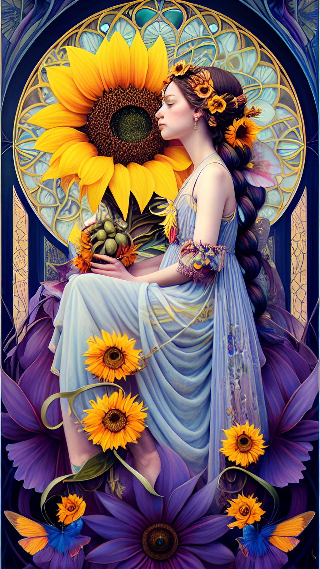 sunflower fairies art nouveau uhd preview