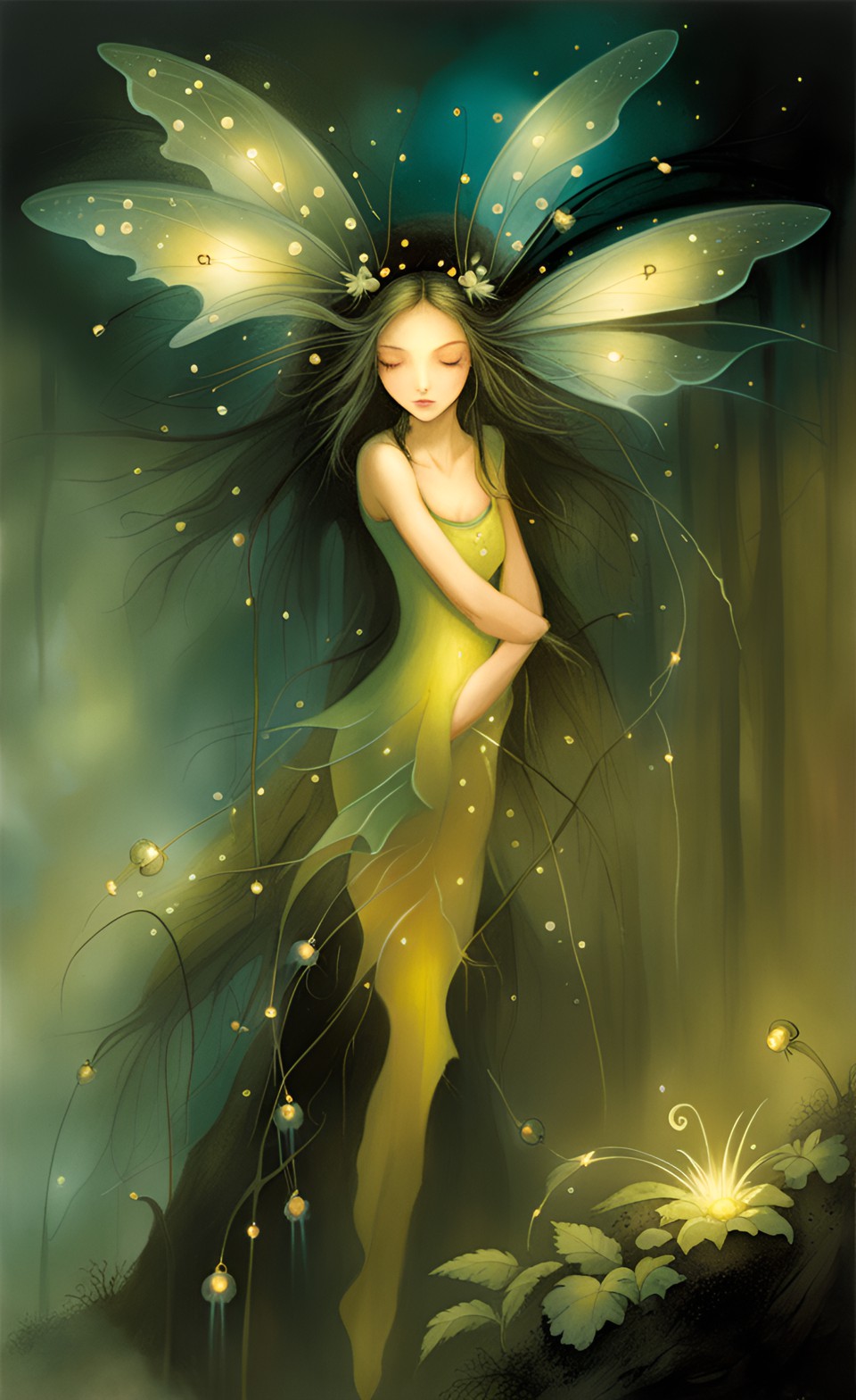 forest fairy, fireflies, by anne bachelier preview