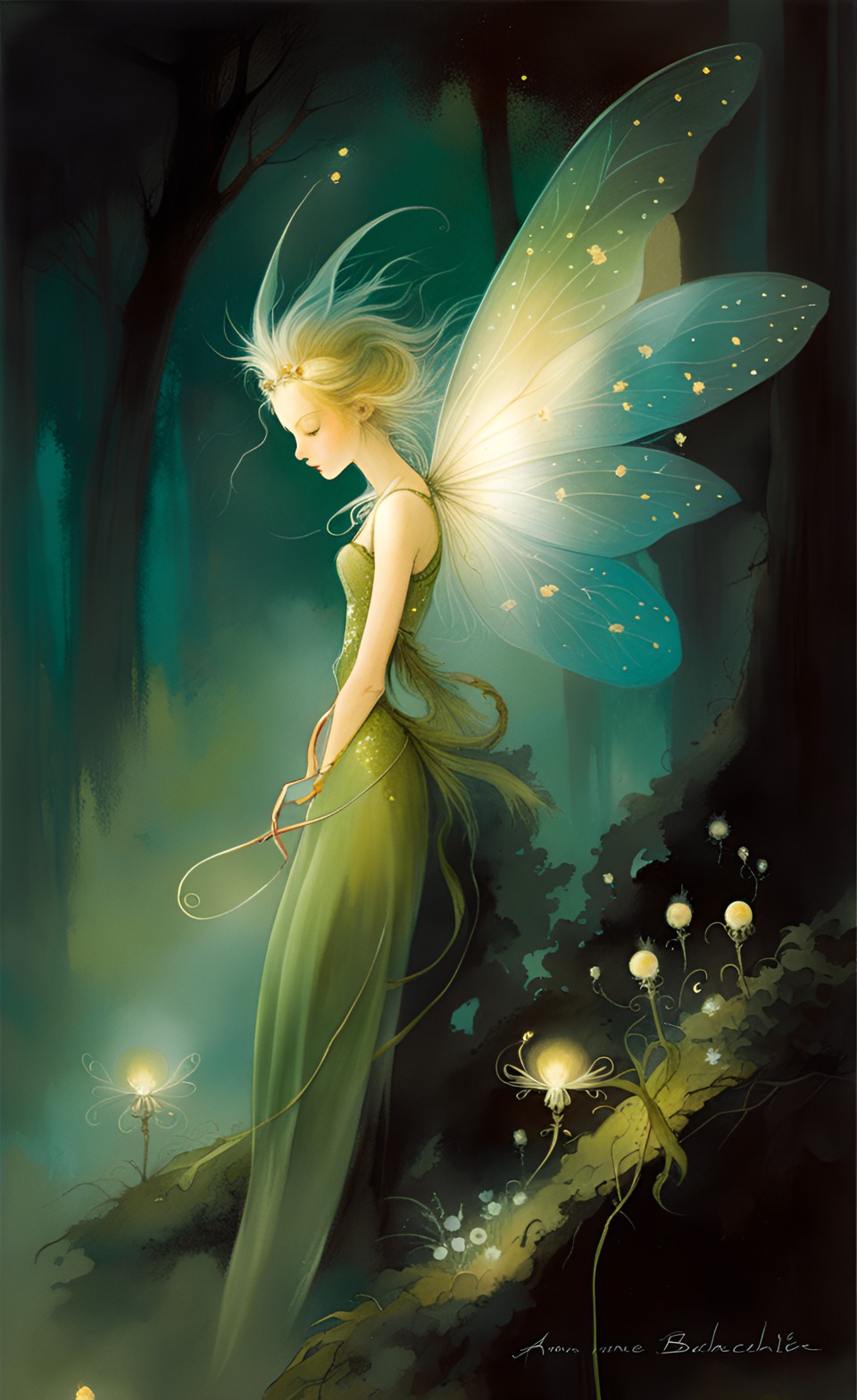 forest fairy, fireflies, by anne bachelier preview