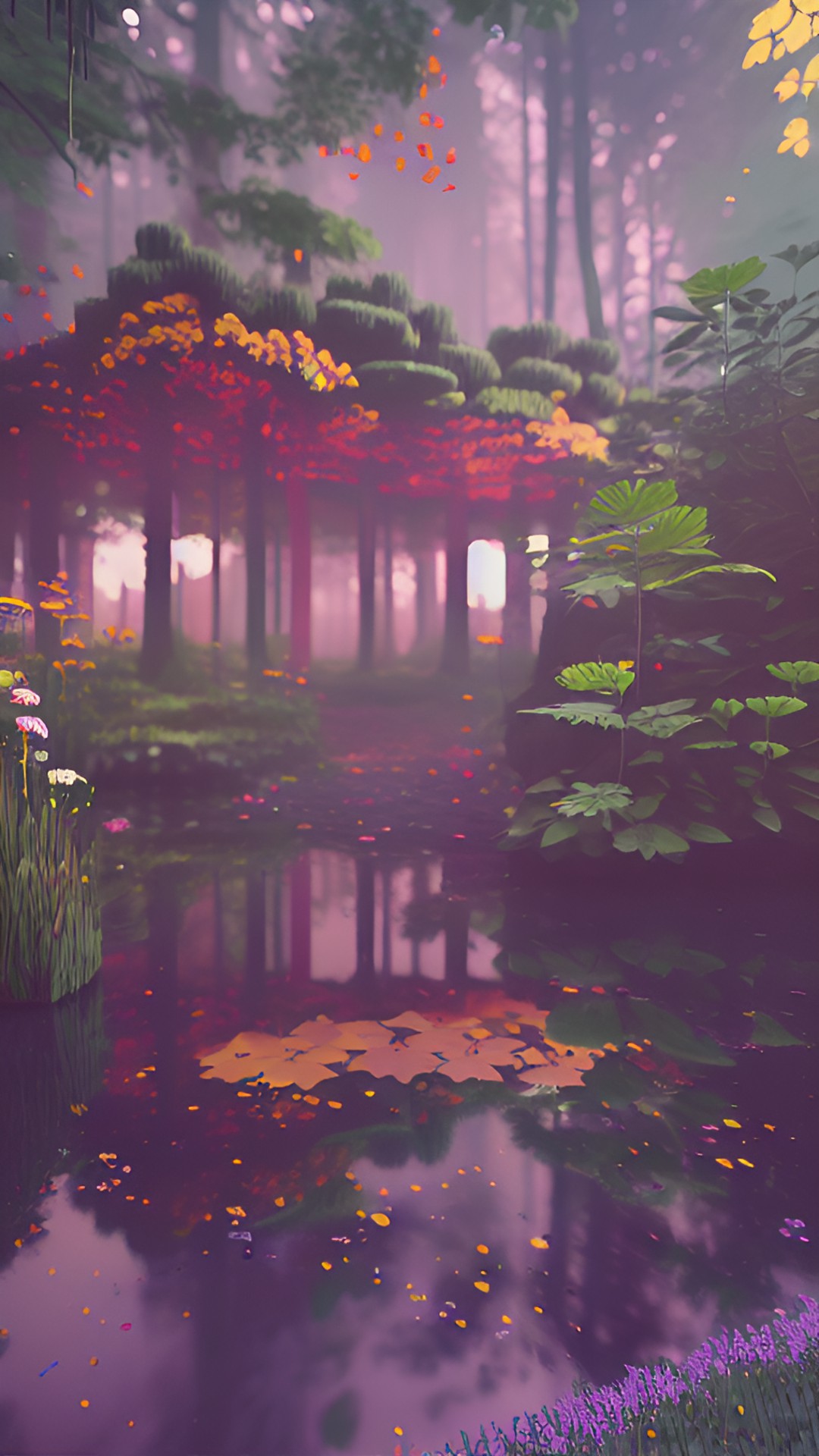 forest full with flowers pixel art preview