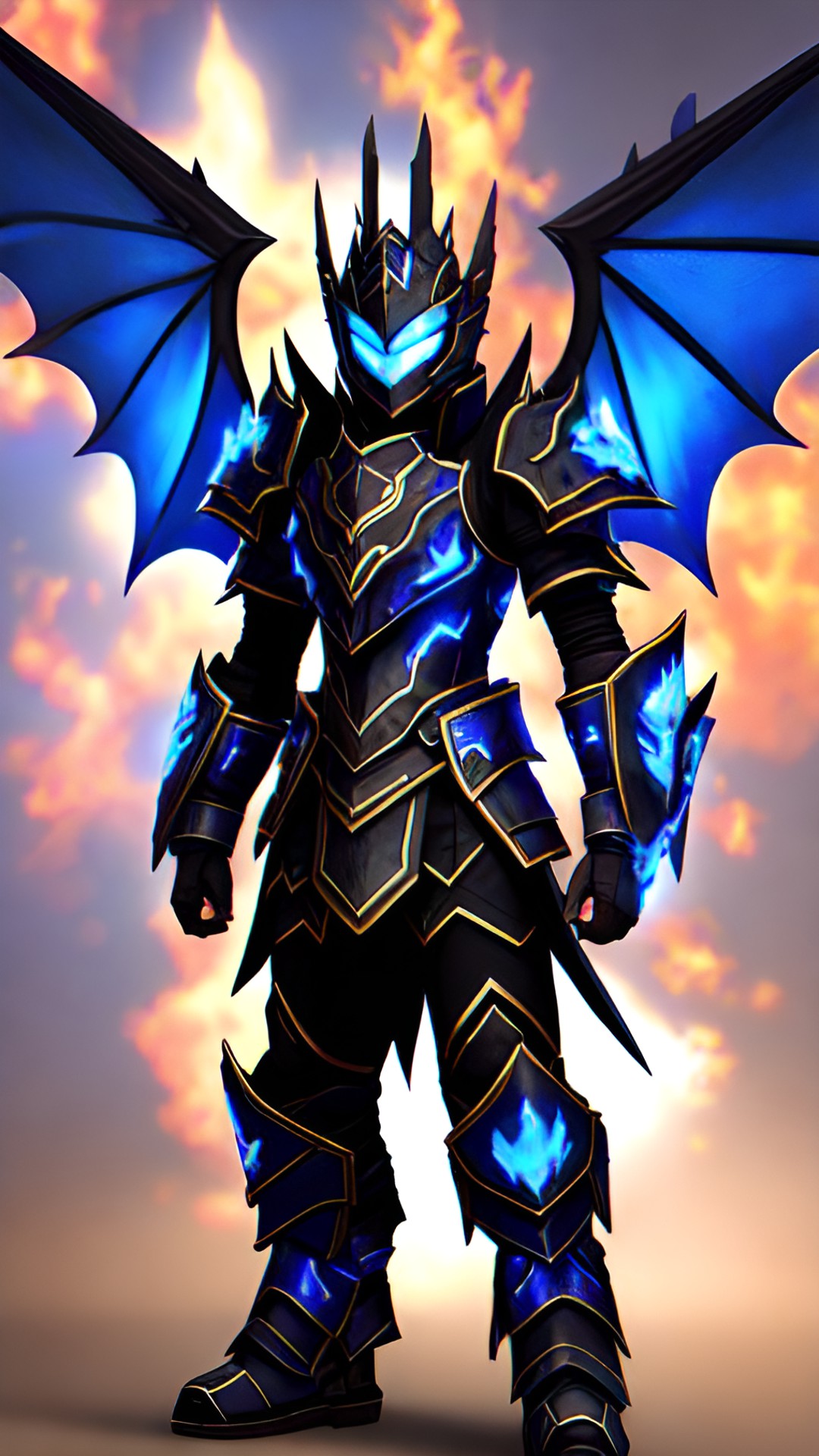 black dragon armor with blue flames preview